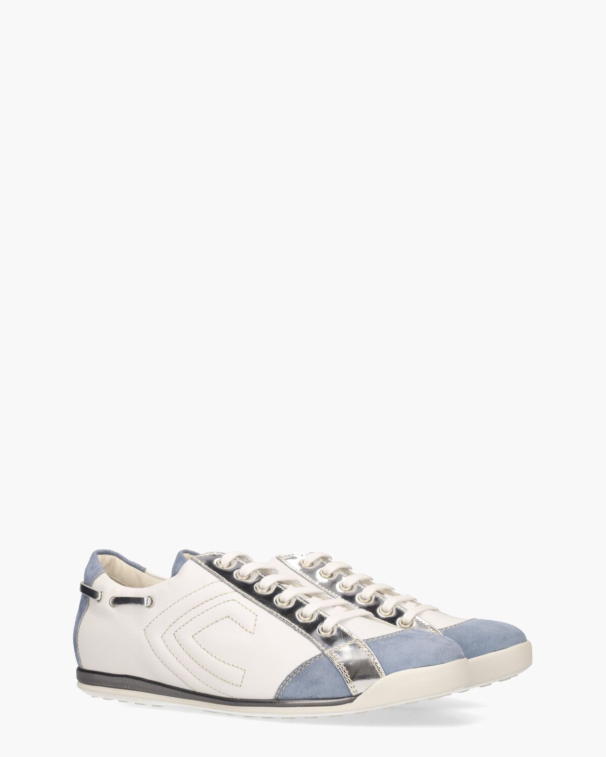 L902024 Wit/Lichtblauw Damessneakers