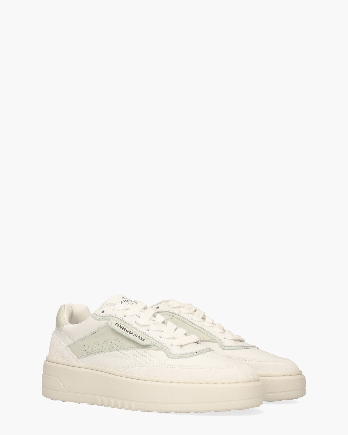 CPH89 Leather Mix Wit/Mintgroen Damessneakers