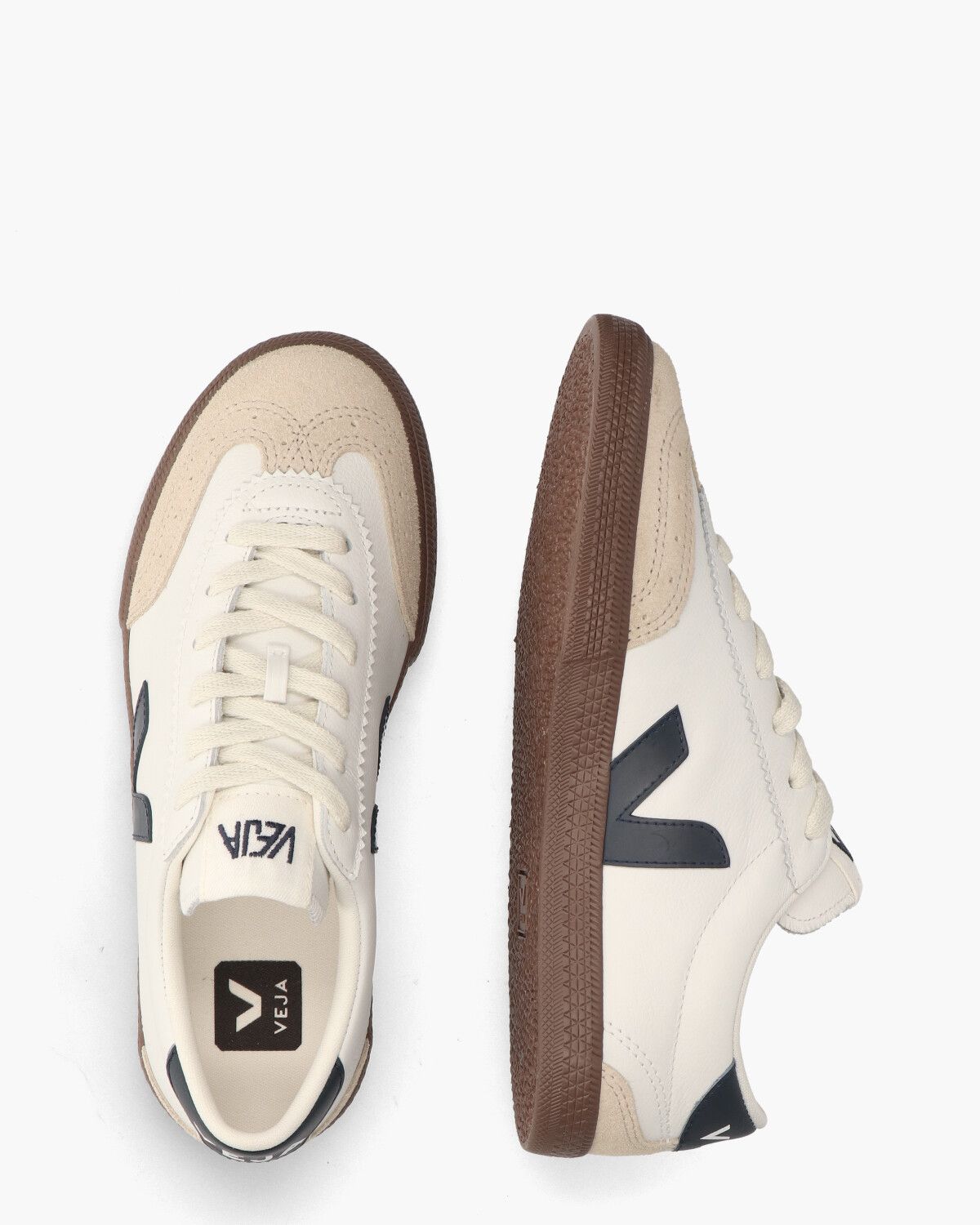 Volley Leather Wit/Donkerblauw Damessneakers