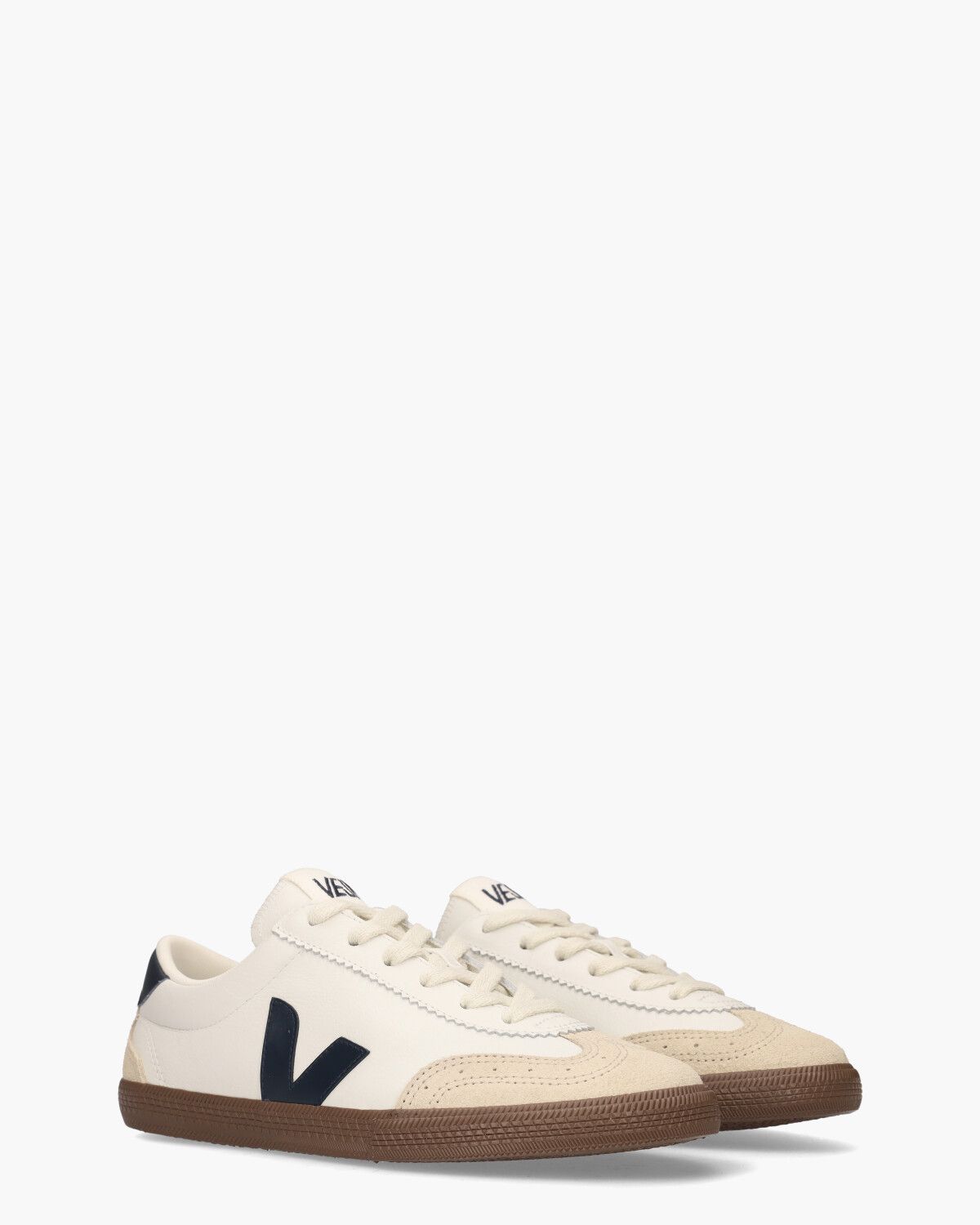 Volley Leather Wit/Donkerblauw Damessneakers