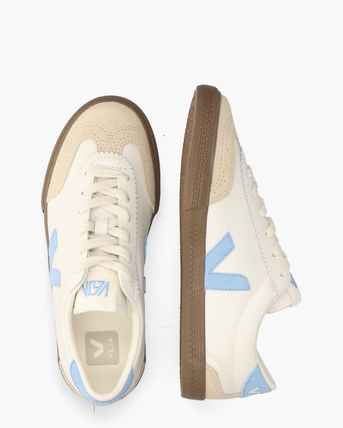 Volley Leather Wit/Lichtblauw Damessneakers