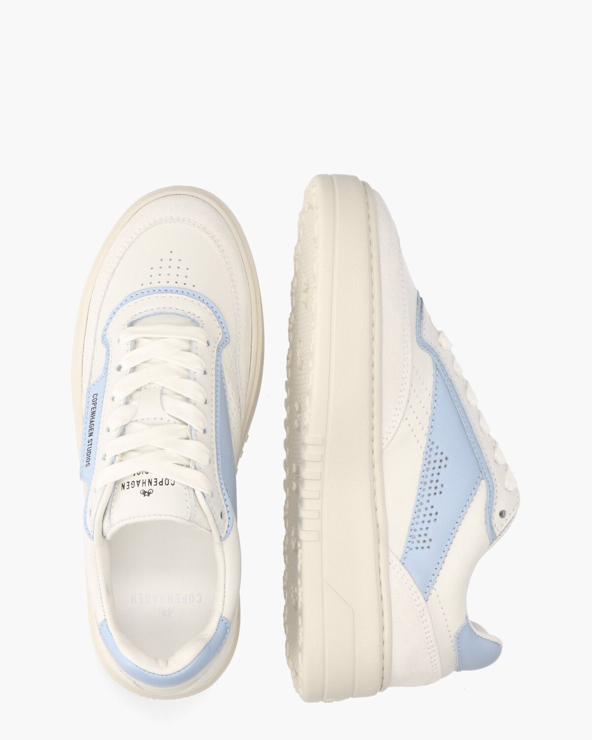 CPH89 Leather Mix Wit/Lichtblauw Damessneakers