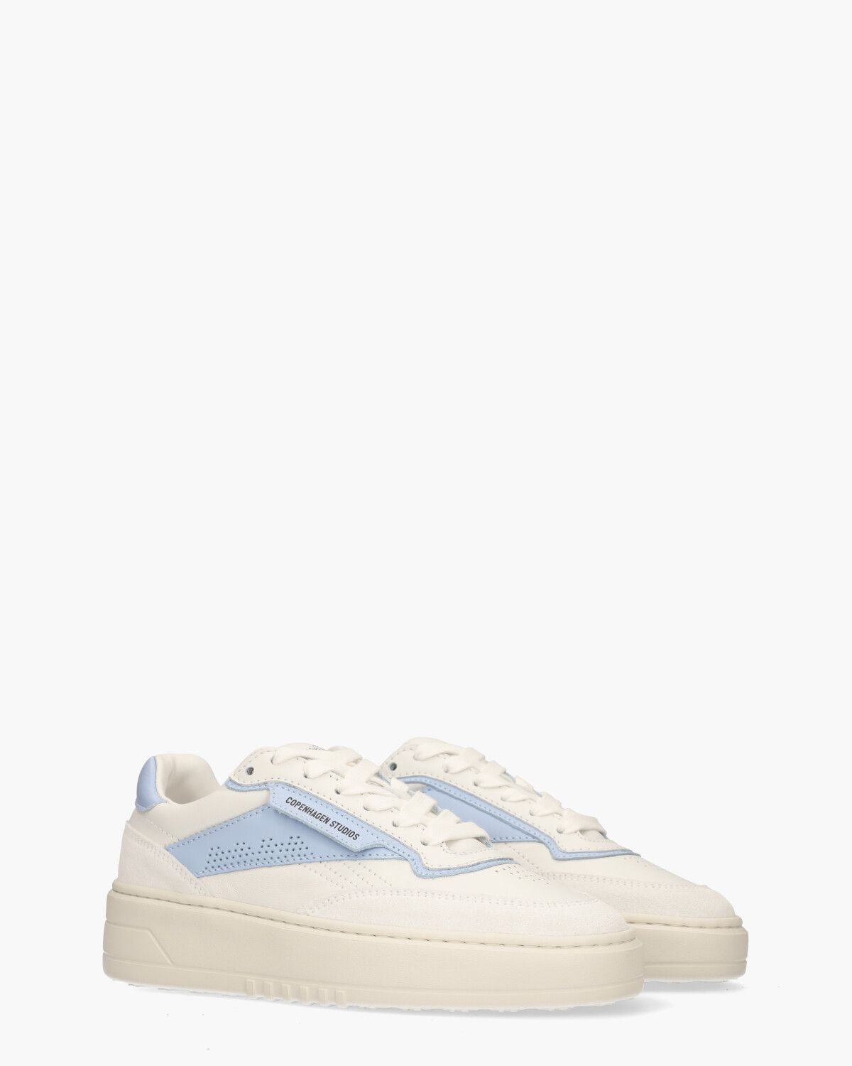 CPH89 Leather Mix Wit/Lichtblauw Damessneakers