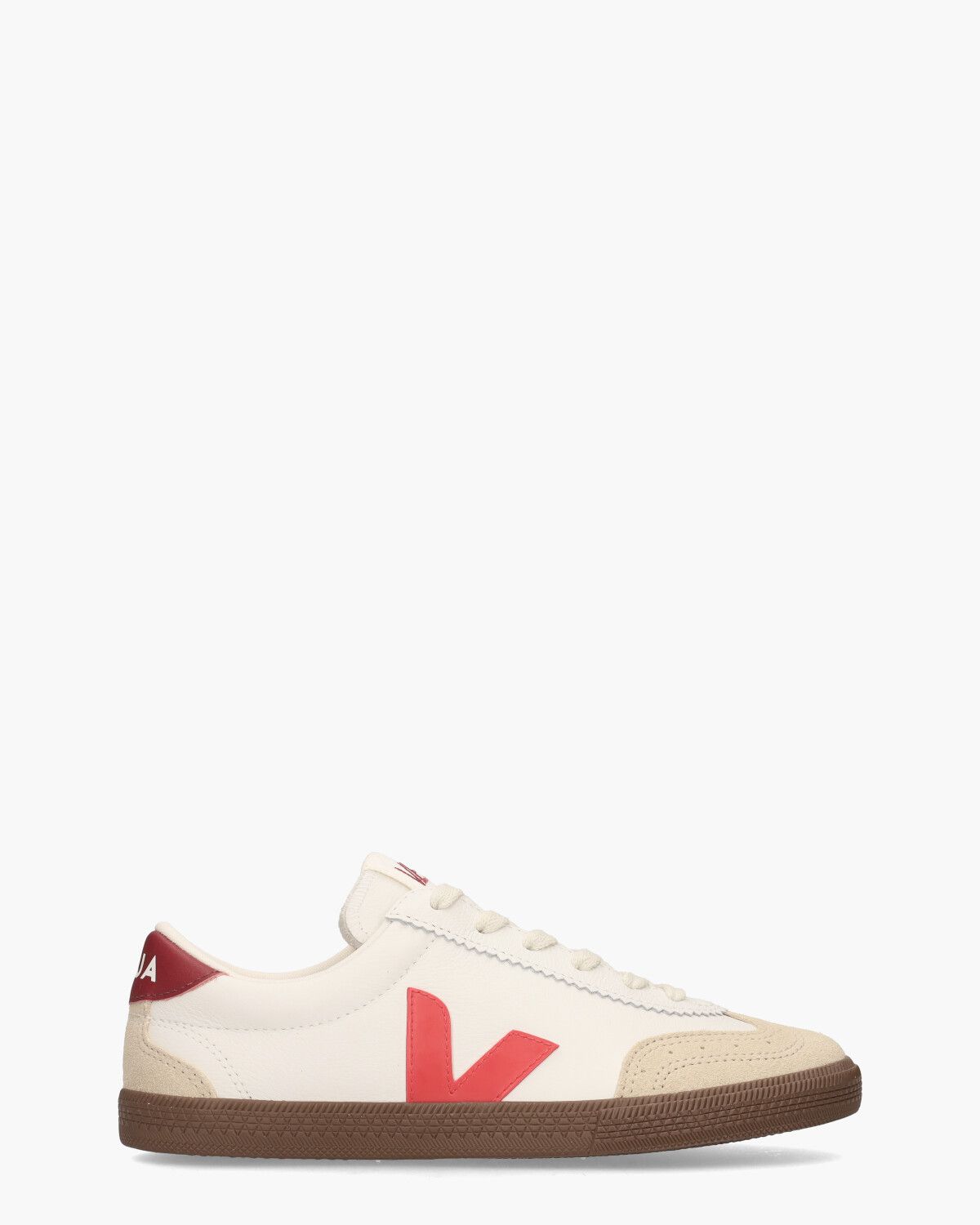 Volley Leather Wit/Rood Damessneakers