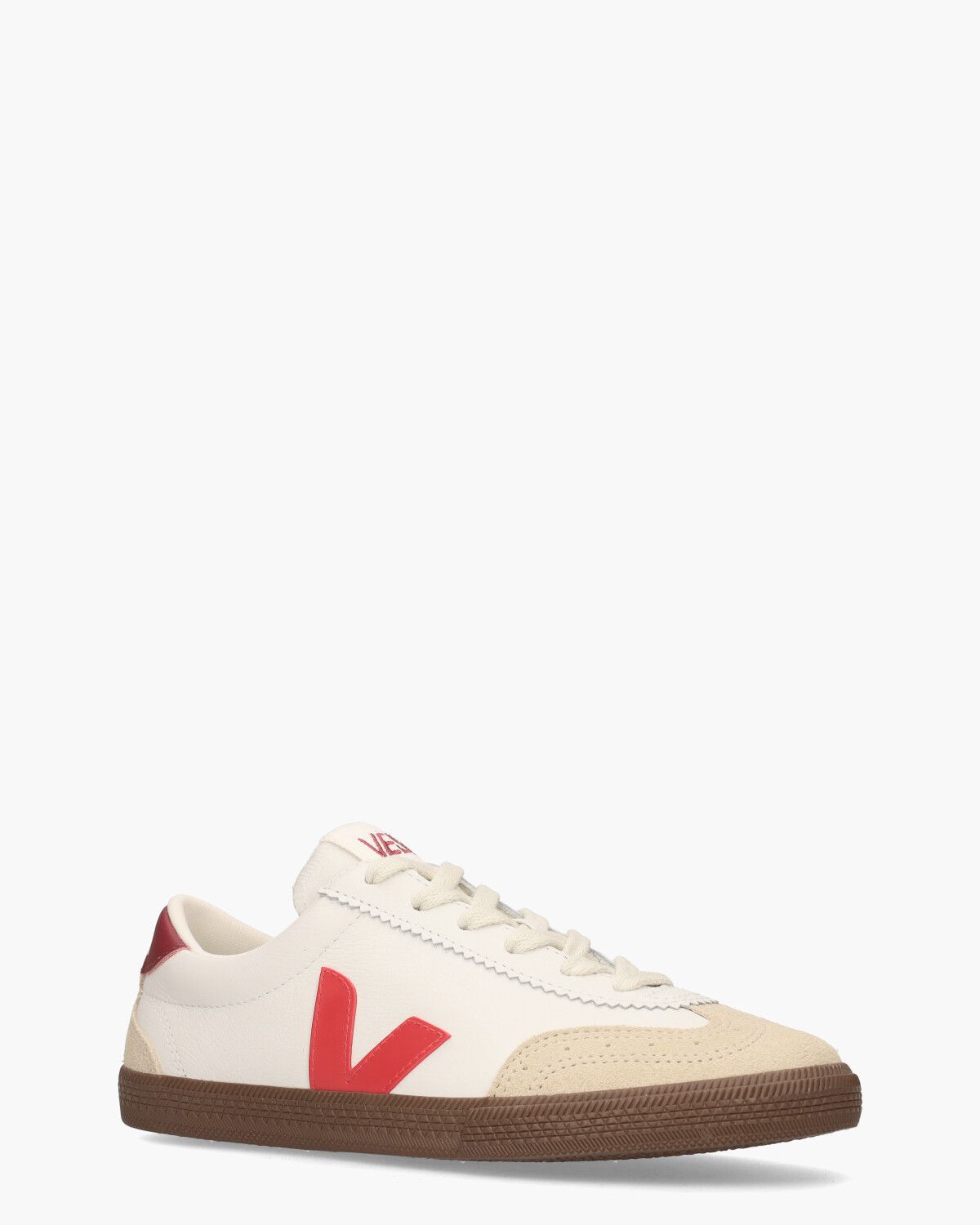 Volley Leather Wit/Rood Damessneakers