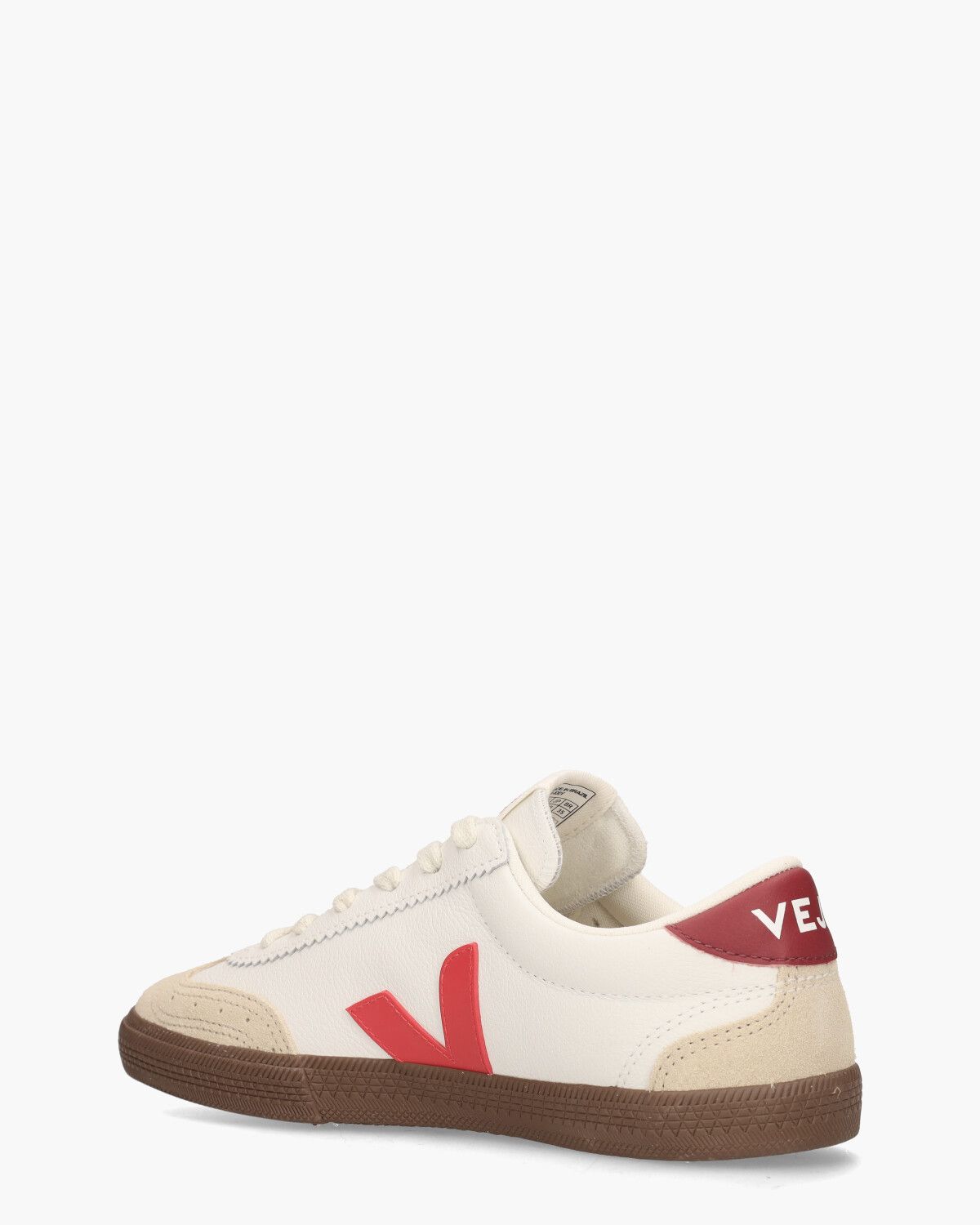 Volley Leather Wit/Rood Damessneakers