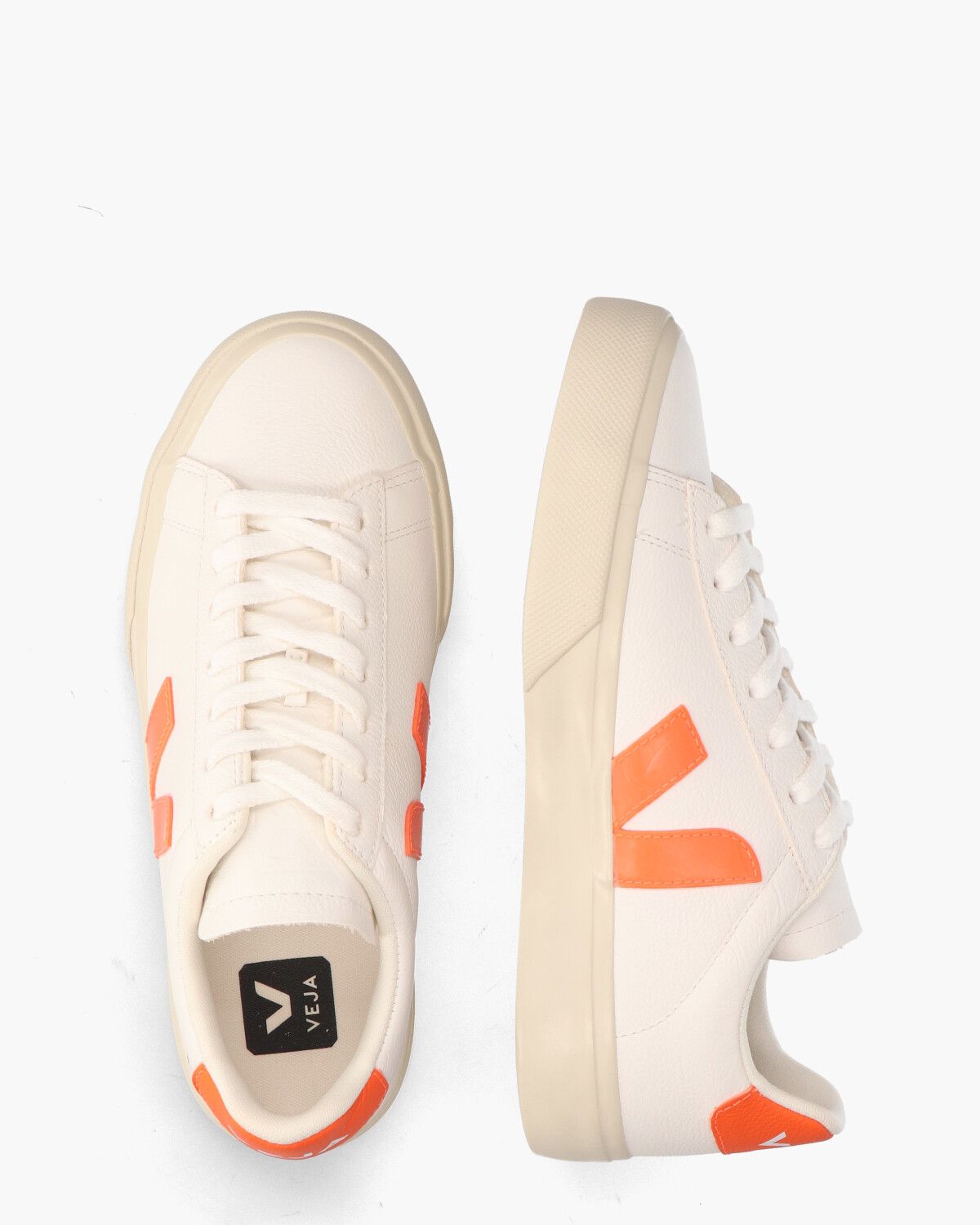 Campo Chromefree Leather Wit/Oranje Damessneakers