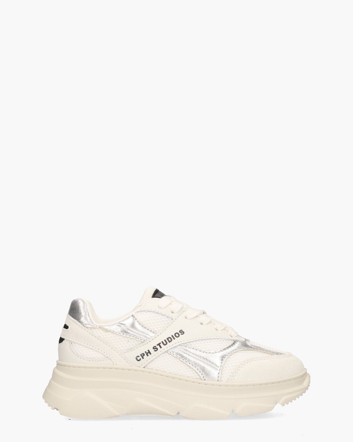 CPH54 Material Mix Wit/Zilver Damessneakers