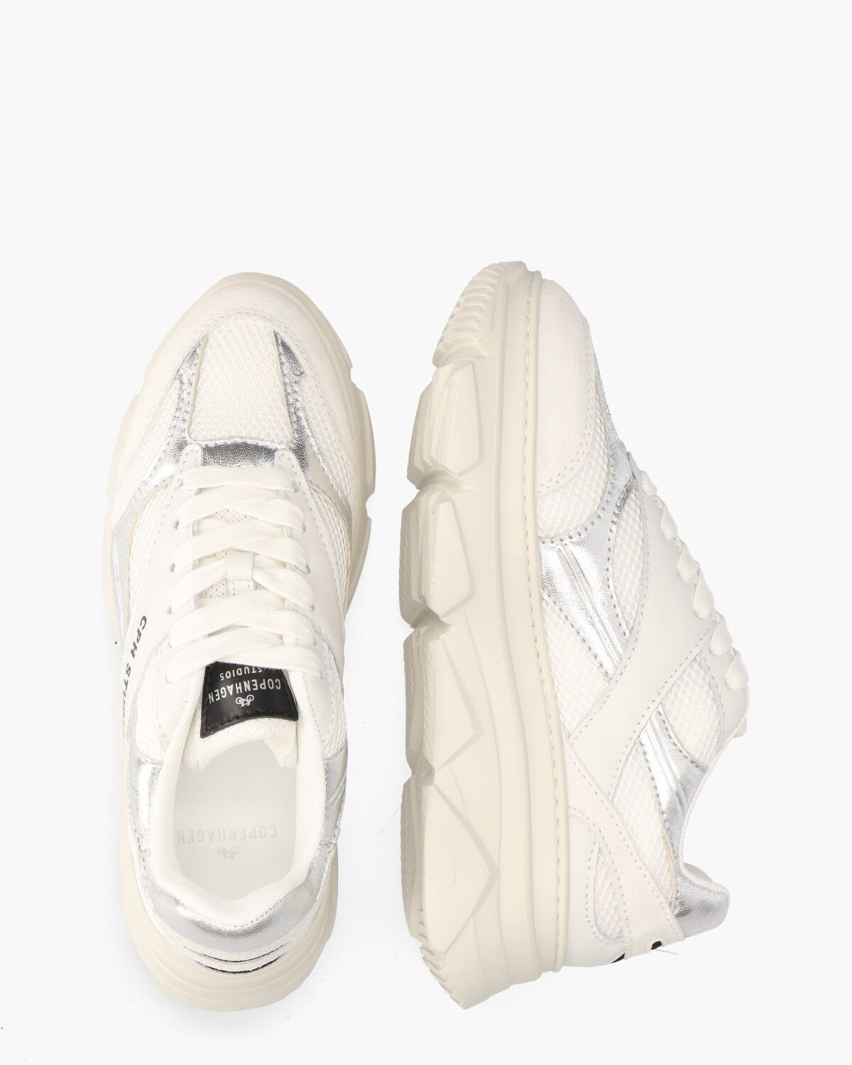 CPH54 Material Mix Wit/Zilver Damessneakers