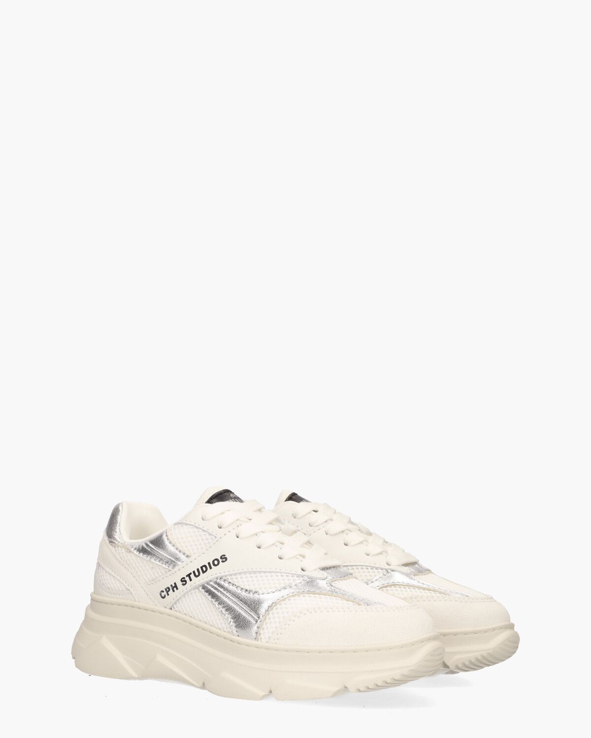 CPH54 Material Mix Wit/Zilver Damessneakers