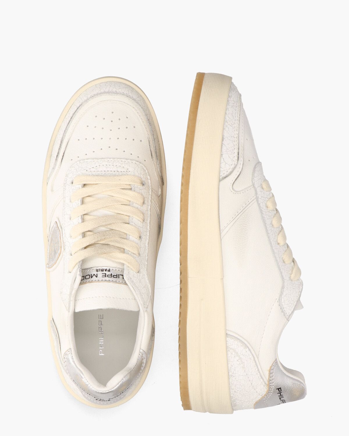 Nice Off-White/Zilver Damessneakers