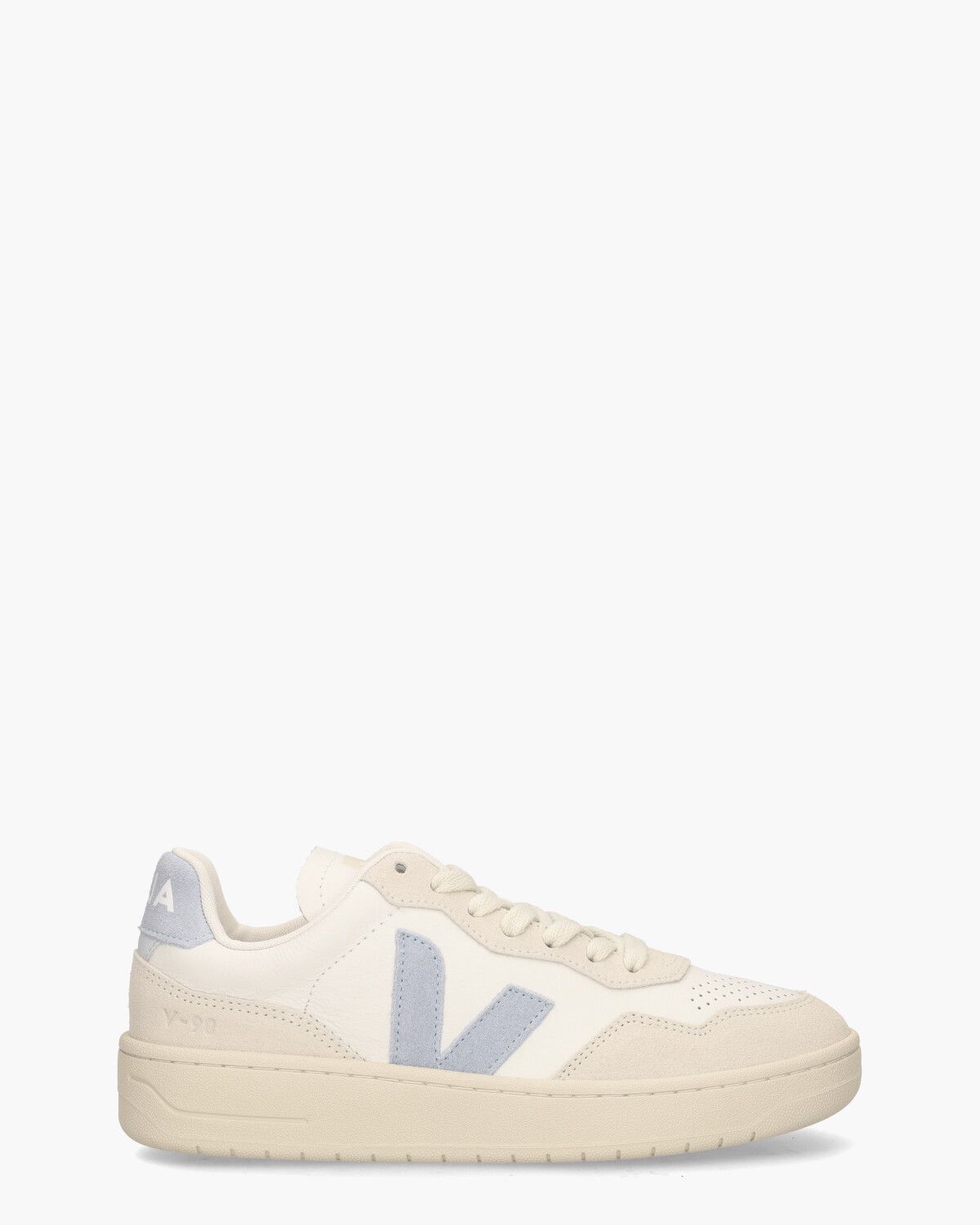 V-90 O.T. Leather Wit/Lichtblauw Damessneakers 