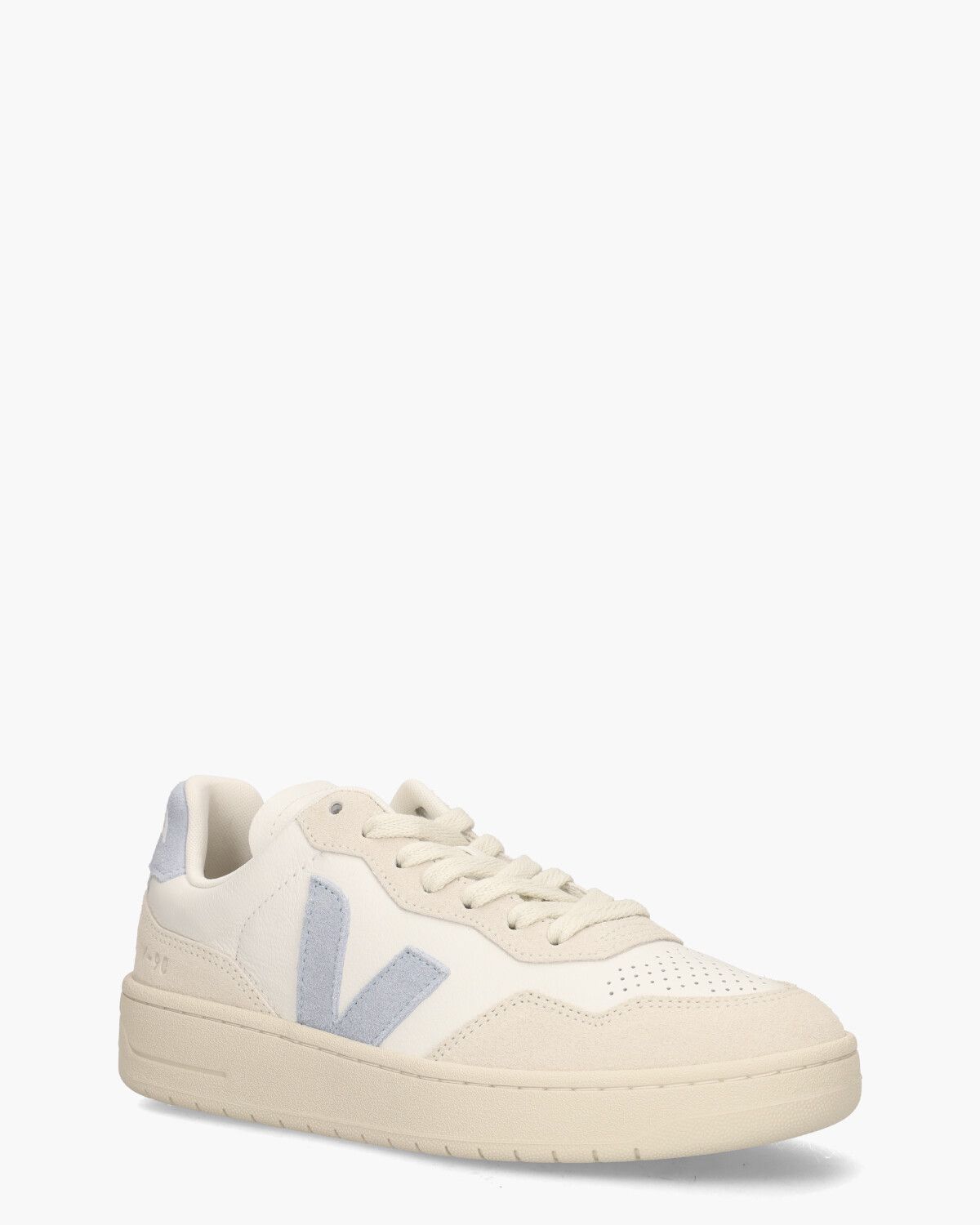 V-90 O.T. Leather Wit/Lichtblauw Damessneakers 