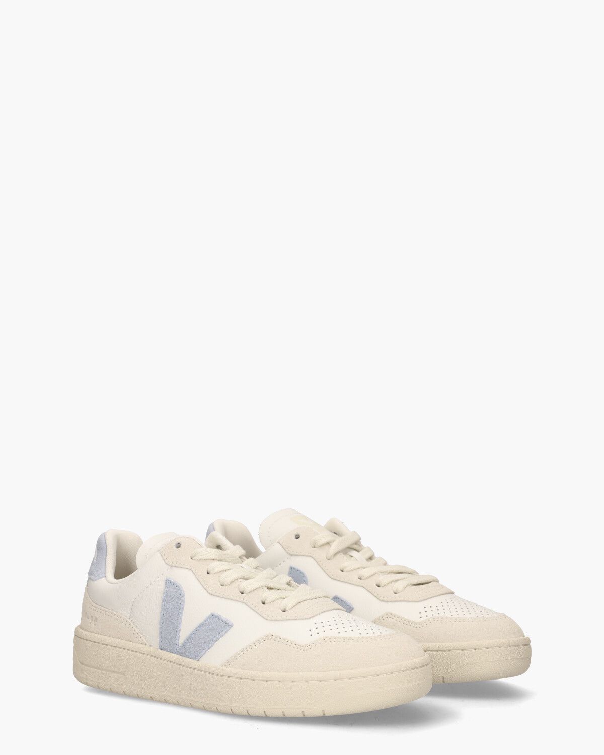 V-90 O.T. Leather Wit/Lichtblauw Damessneakers 