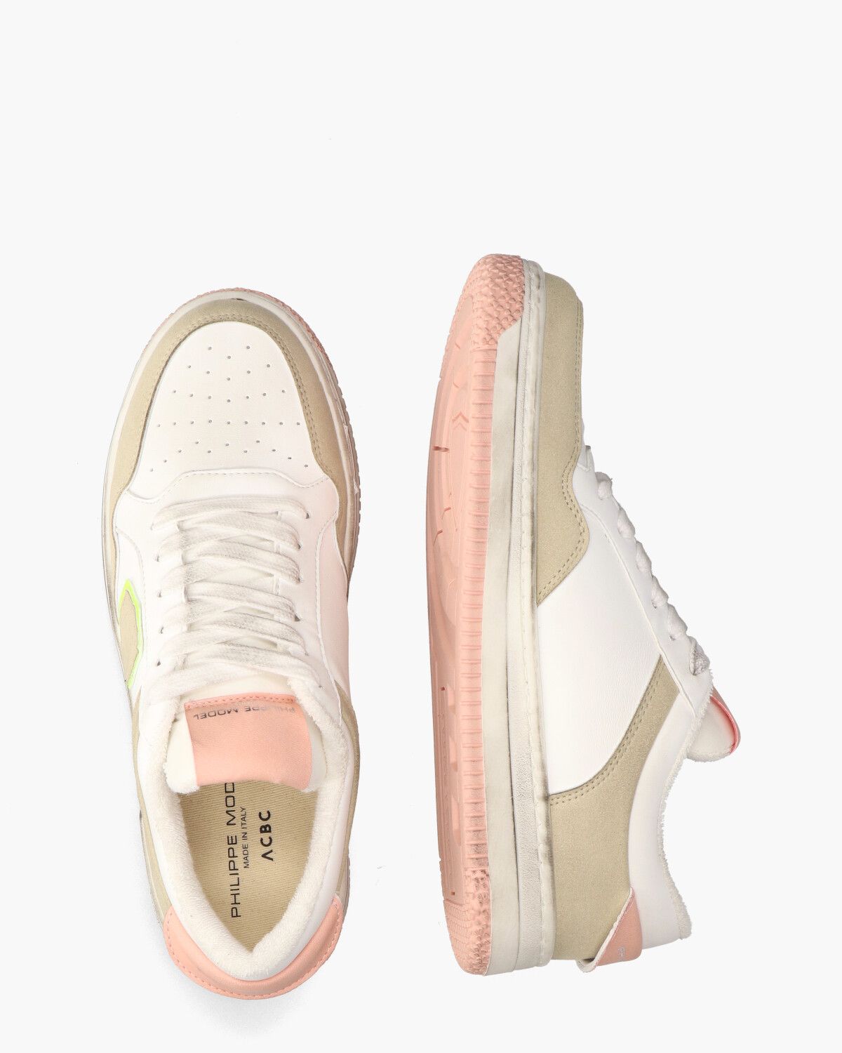 Lyon Recycle Mixage Wit/Beige/Roze Damessneakers