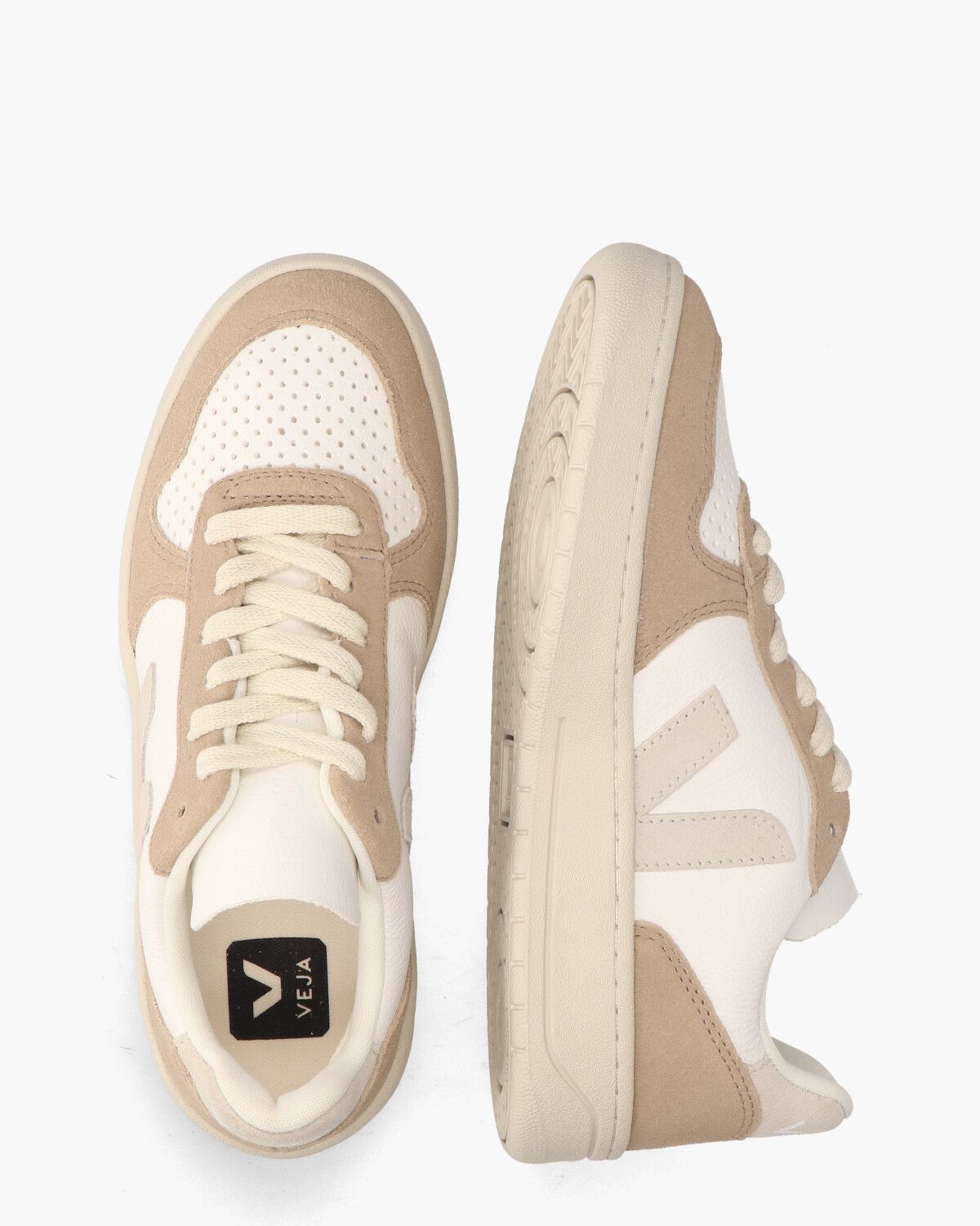 V-10 Chromefree Leather Wit/Bruin/Beige Damessneakers