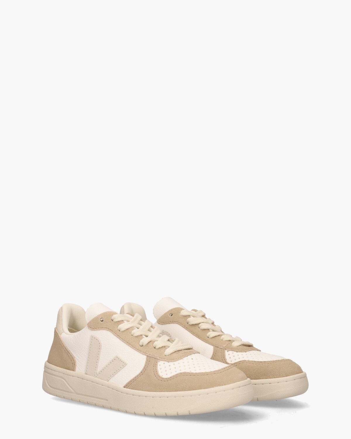 V-10 Chromefree Leather Wit/Bruin/Beige Damessneakers