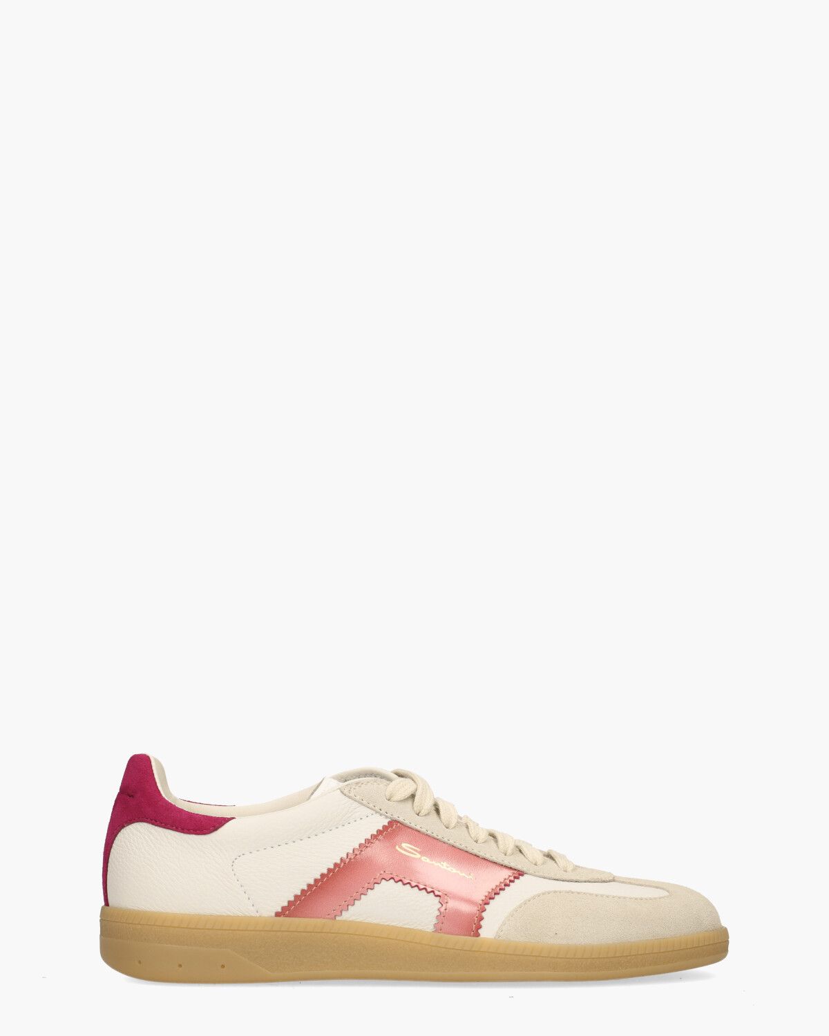 61221 Off-White/Roze Damessneakers