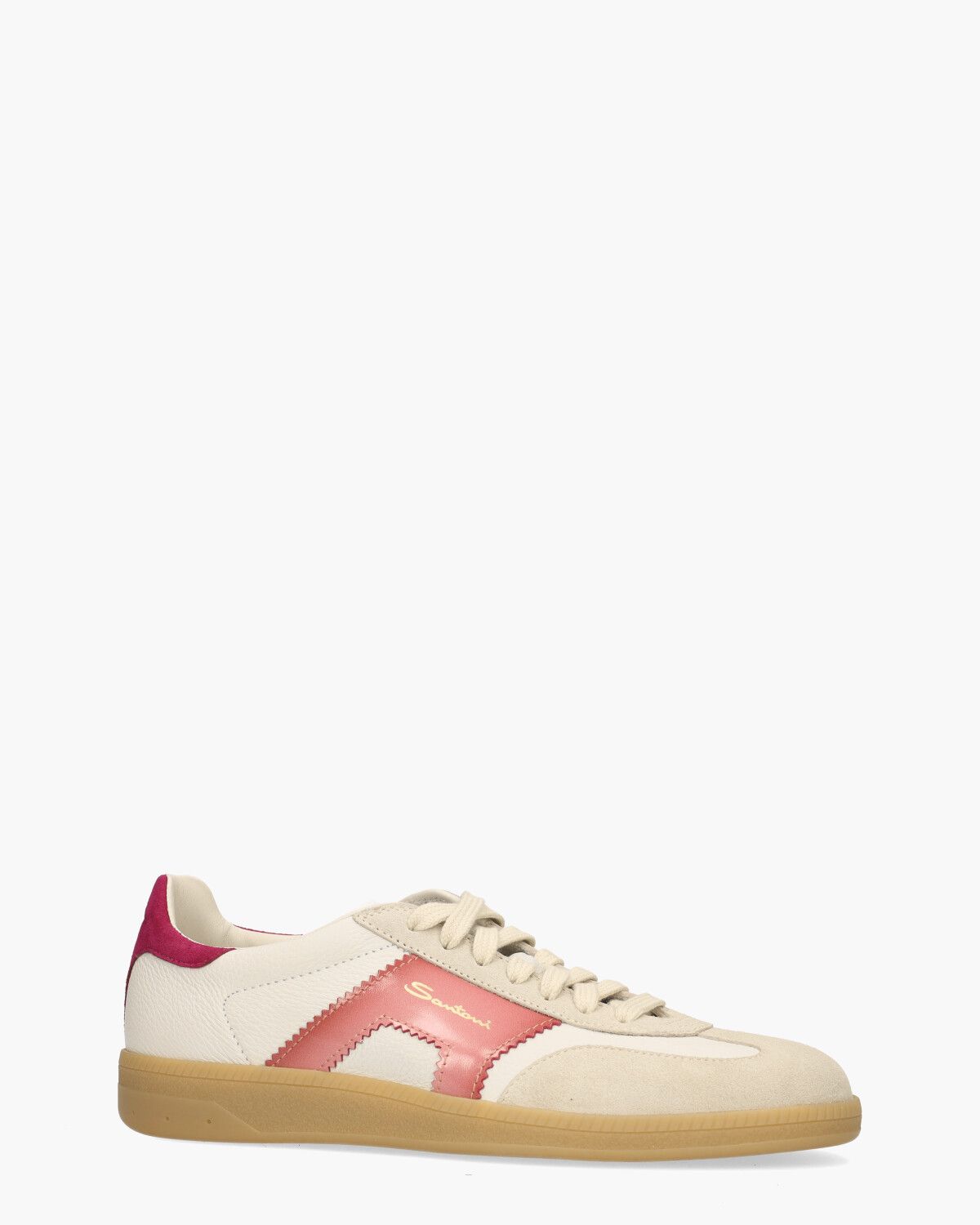 61221 Off-White/Roze Damessneakers