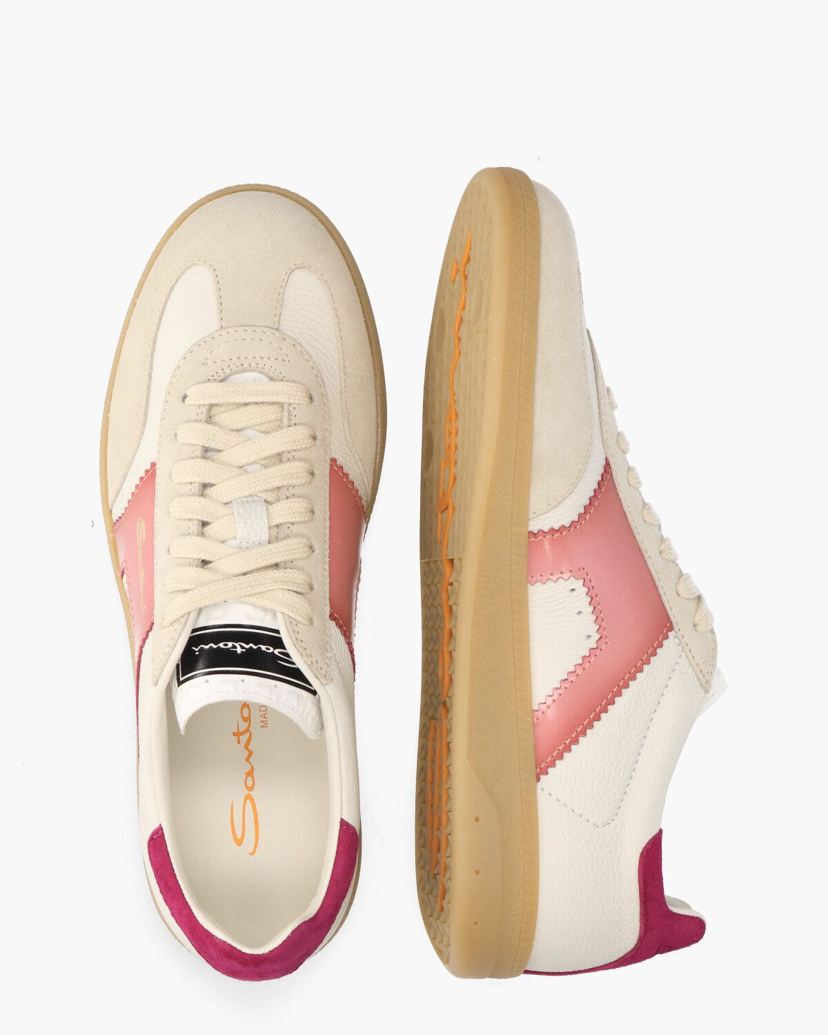 61221 Off-White/Roze Damessneakers
