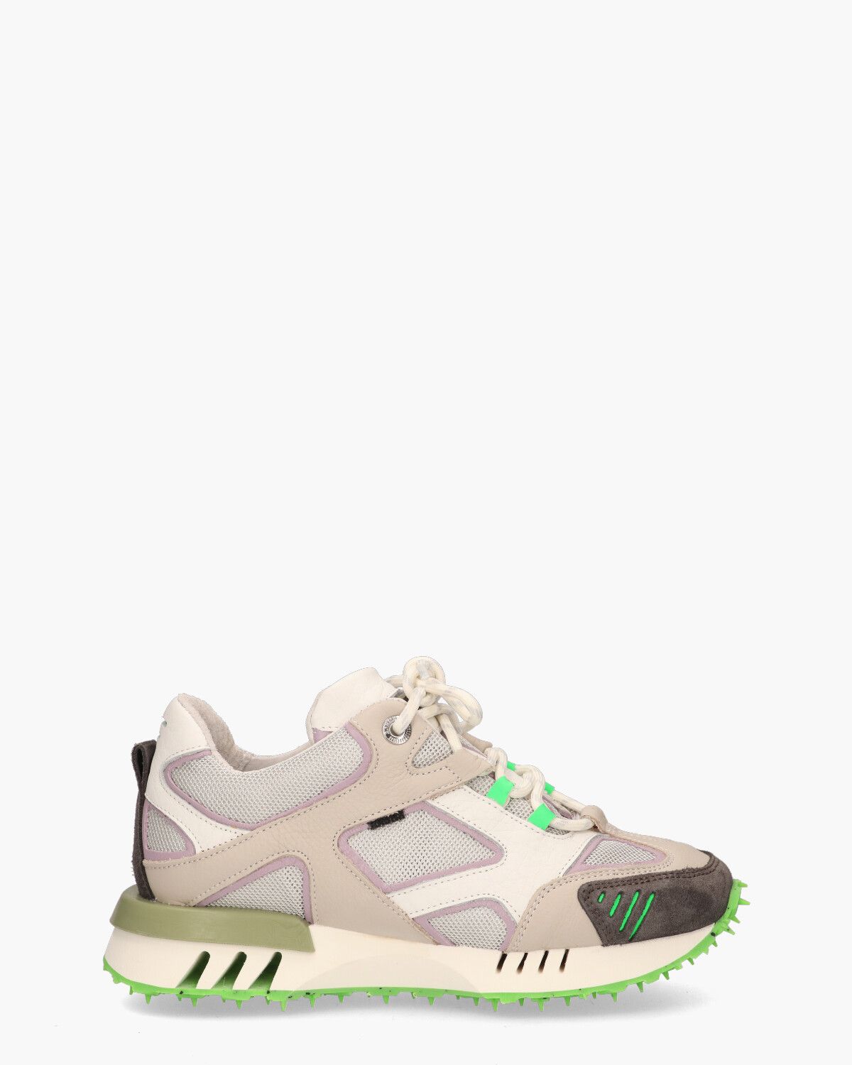 Hacker Off-White/Groen Damessneakers