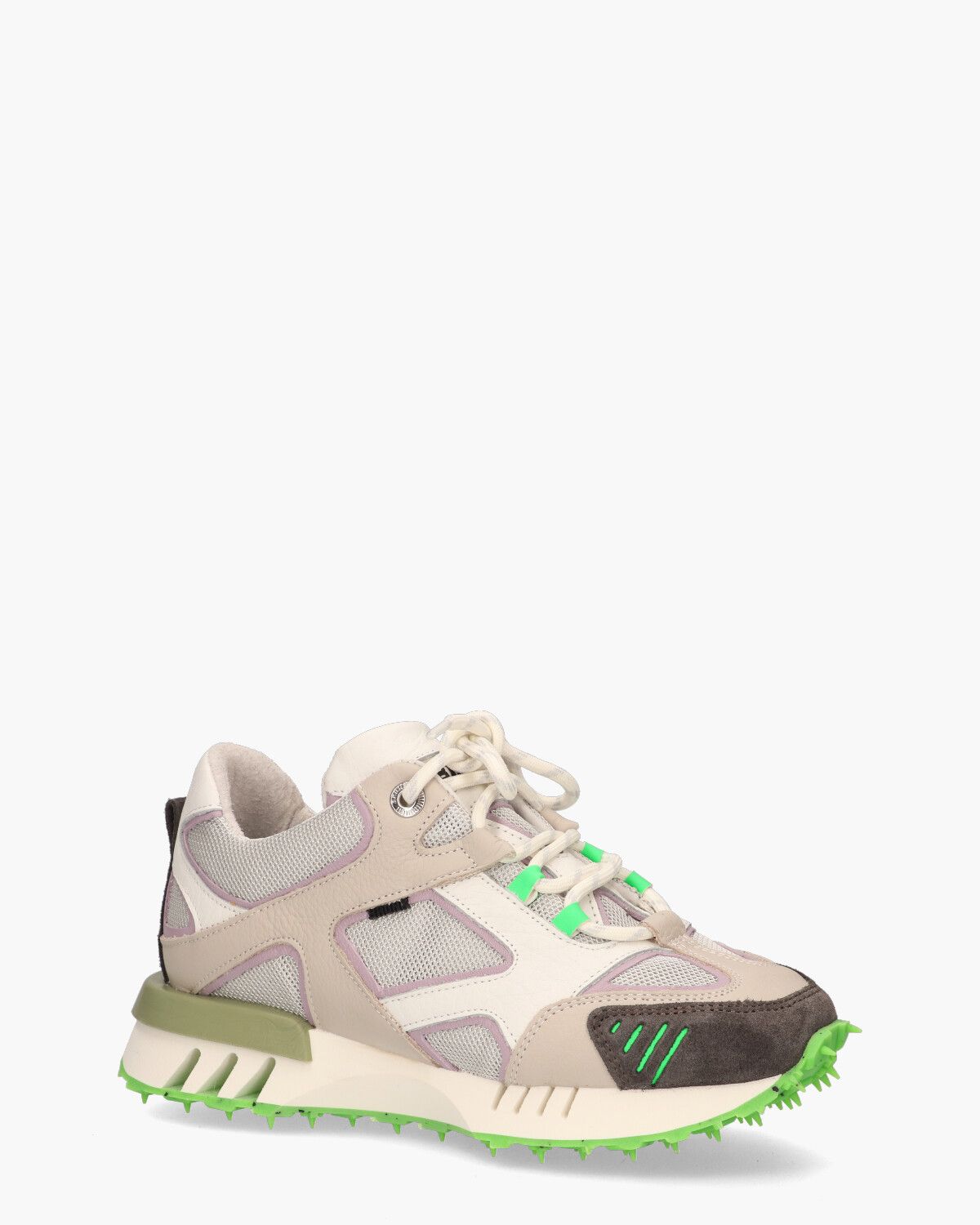 Hacker Off-White/Groen Damessneakers