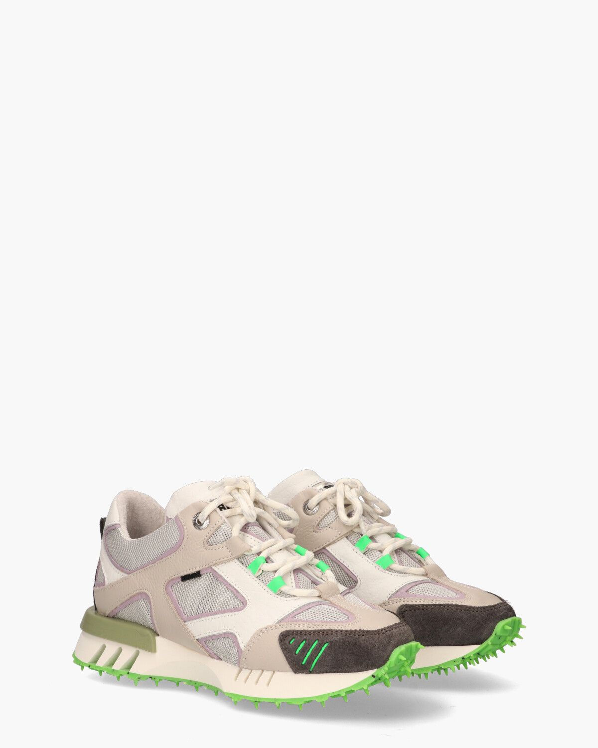 Hacker Off-White/Groen Damessneakers