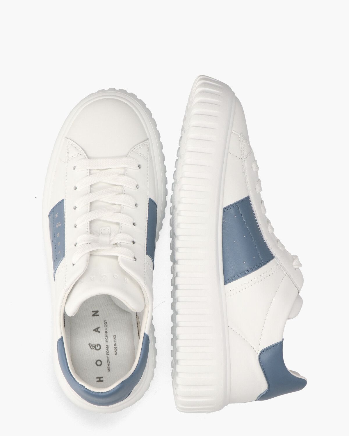 H-Stripes Wit/Lichtblauw Herensneakers