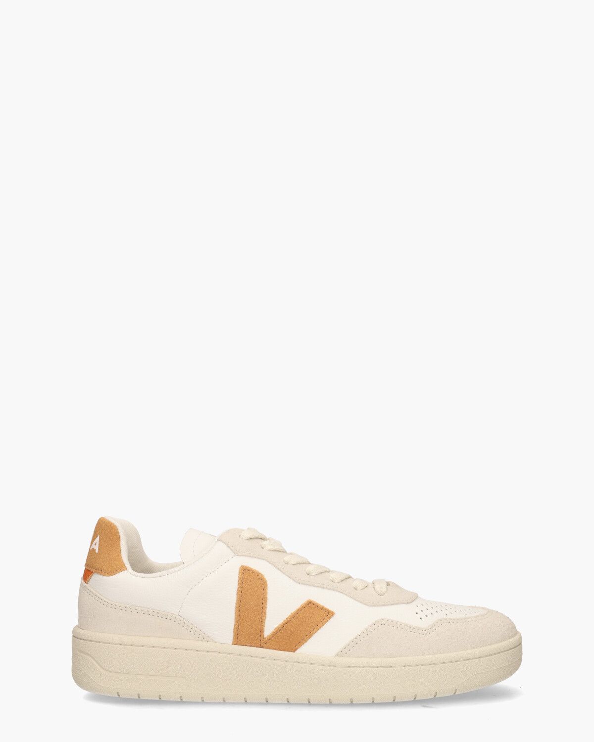 V-90 O.T. Leather Wit/Oranjebruin Herensneakers 
