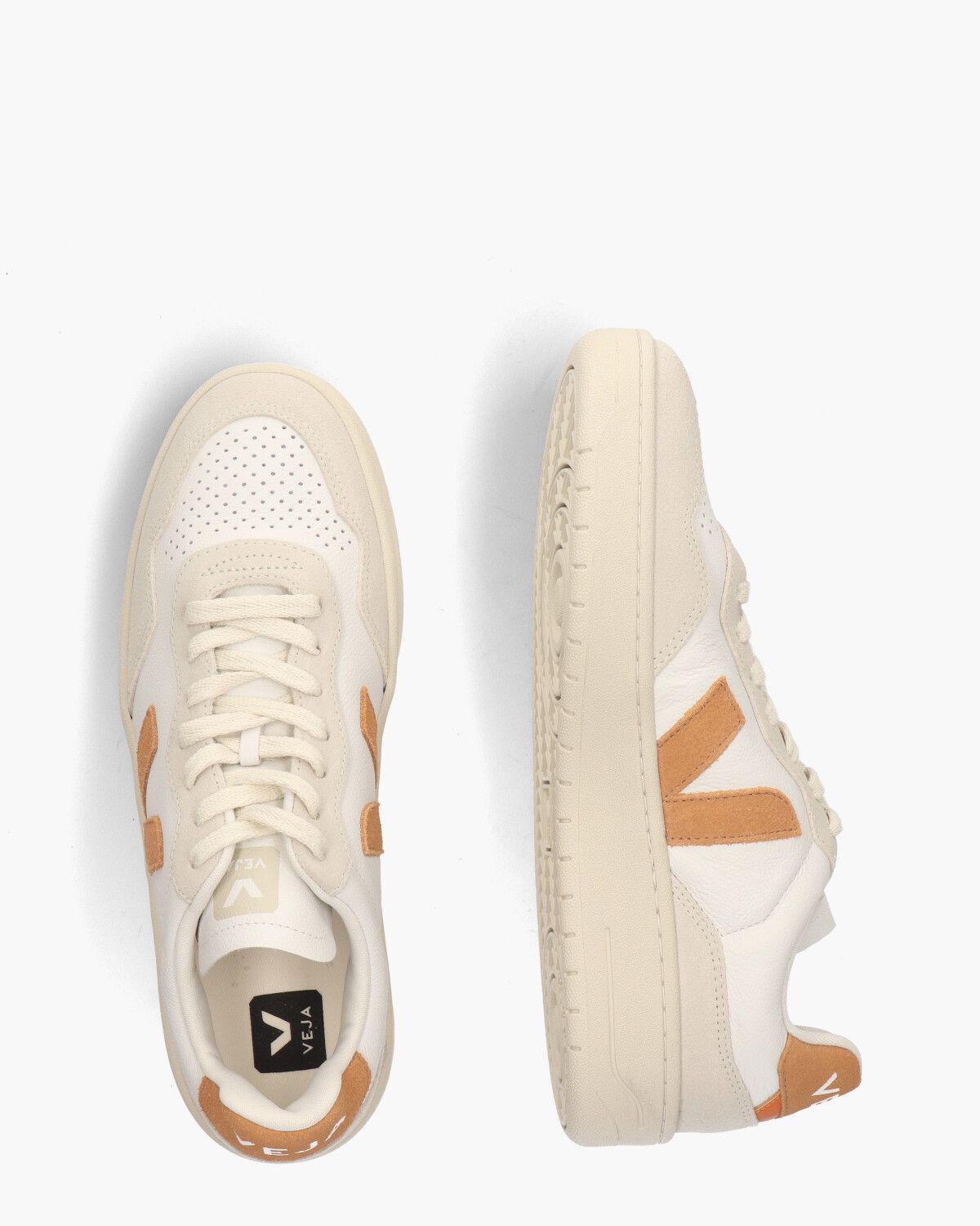 V-90 O.T. Leather Wit/Oranjebruin Herensneakers 