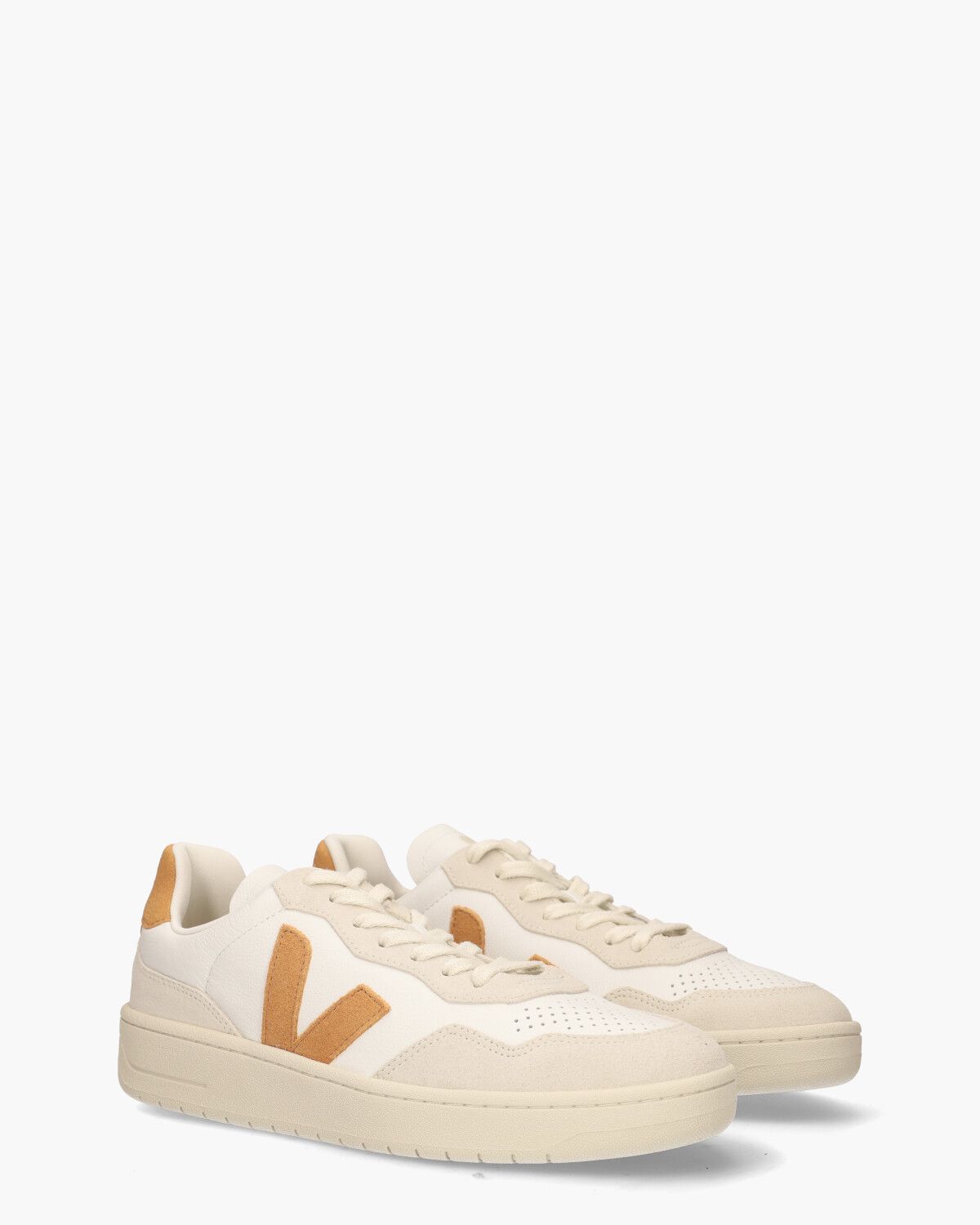 V-90 O.T. Leather Wit/Oranjebruin Herensneakers 