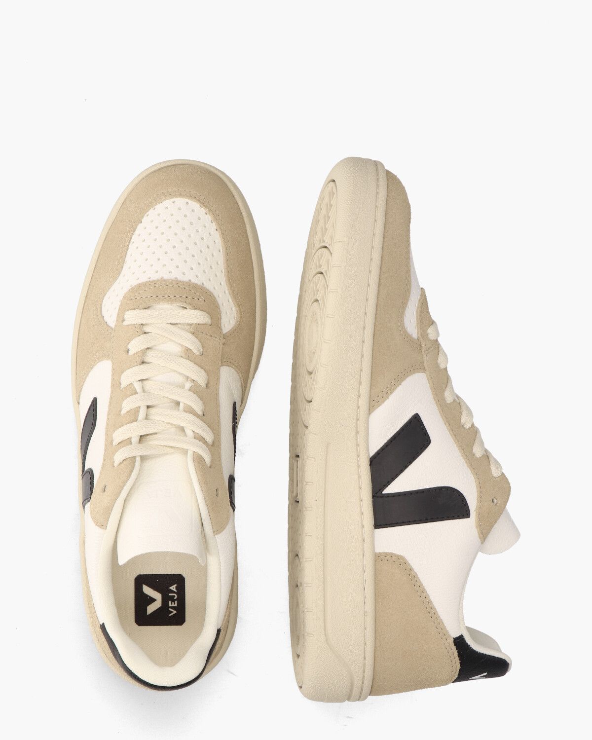 V-10 Chromefree Leather Wit/Zwart/Bruin Herensneakers