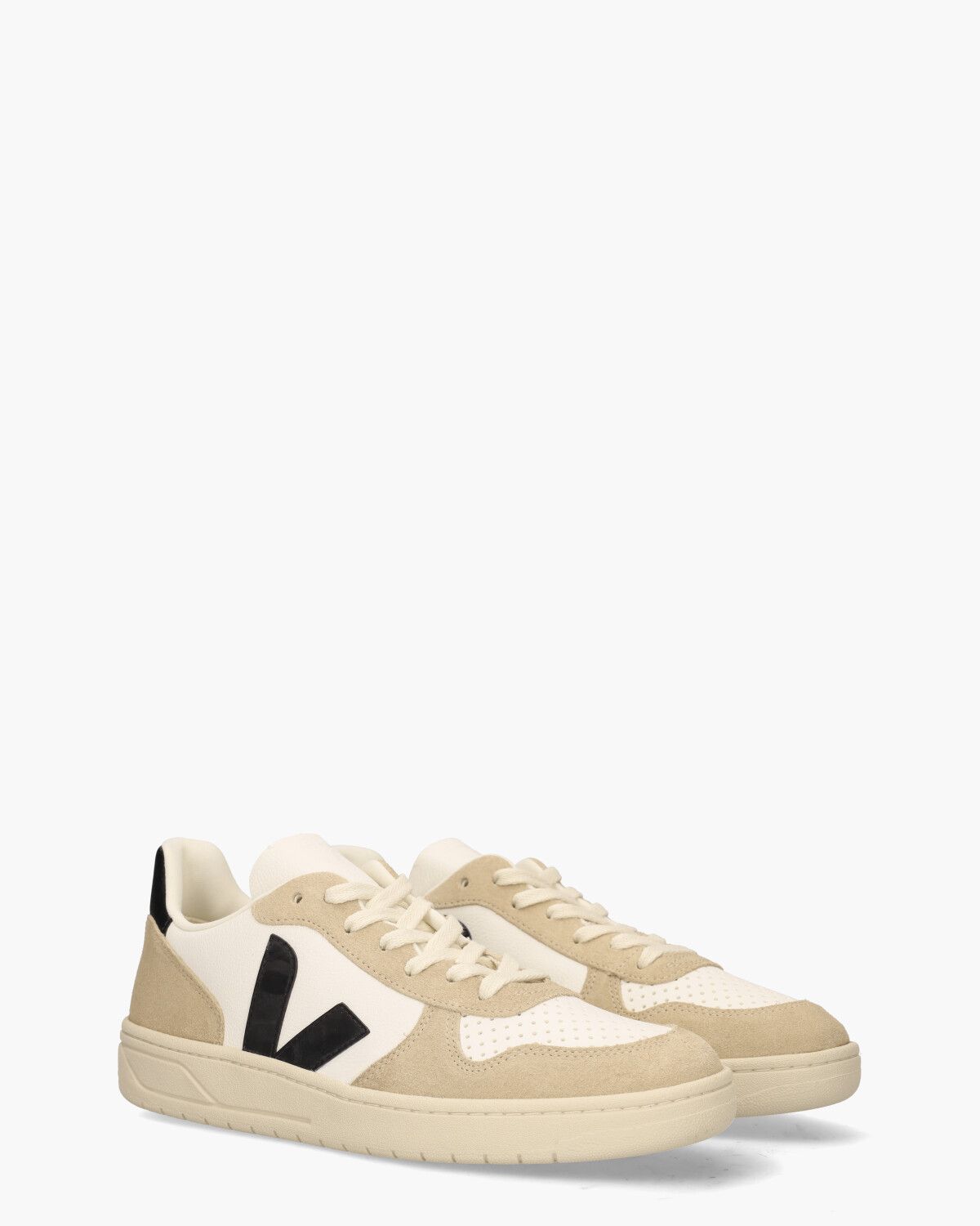V-10 Chromefree Leather Wit/Zwart/Bruin Herensneakers