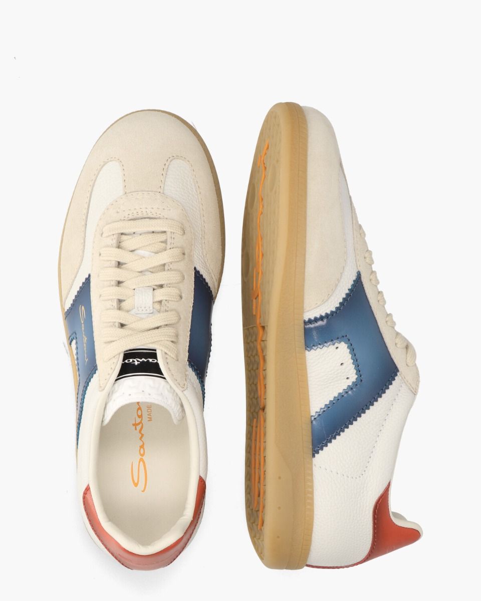 21965 Off-White/Blauw/Rood Herensneakers