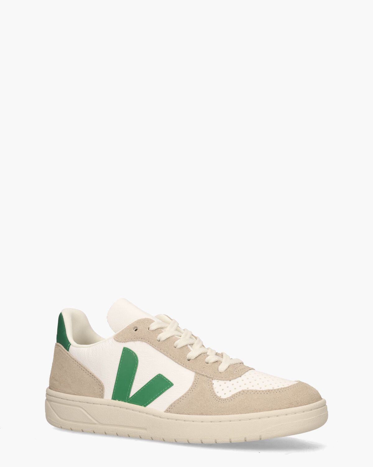 V-10 Chromefree Leather Wit/Groen/Beige Herensneakers