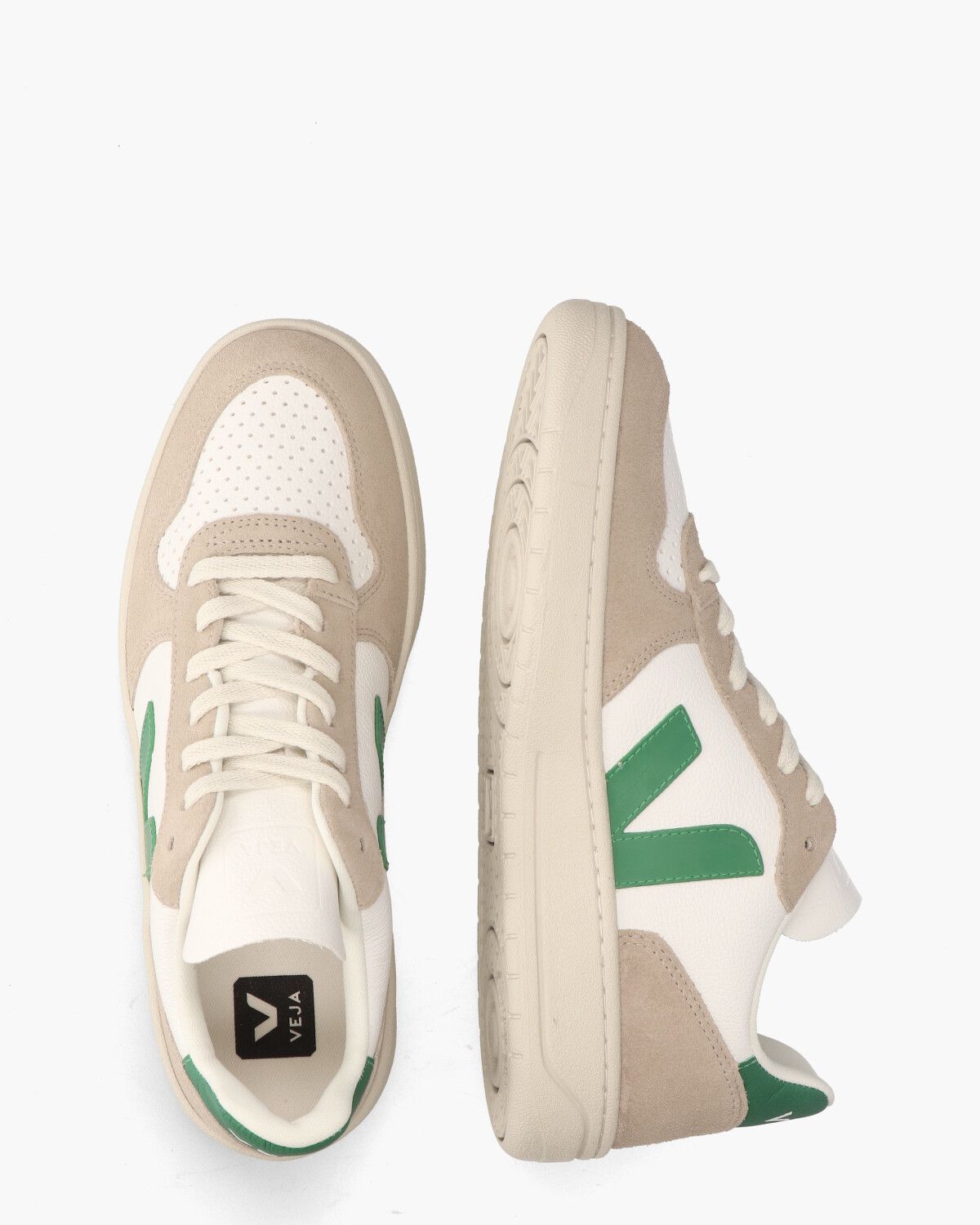 V-10 Chromefree Leather Wit/Groen/Beige Herensneakers