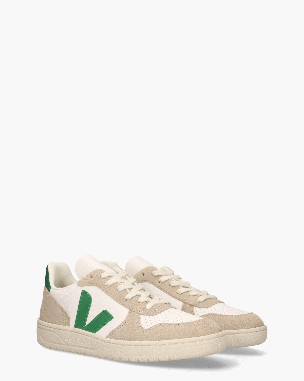 V-10 Chromefree Leather Wit/Groen/Beige Herensneakers