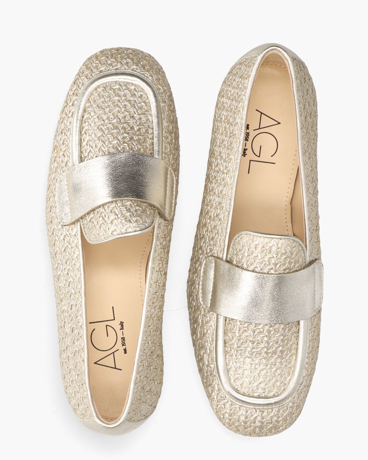 Sheryl Raffia Goud Damesloafers