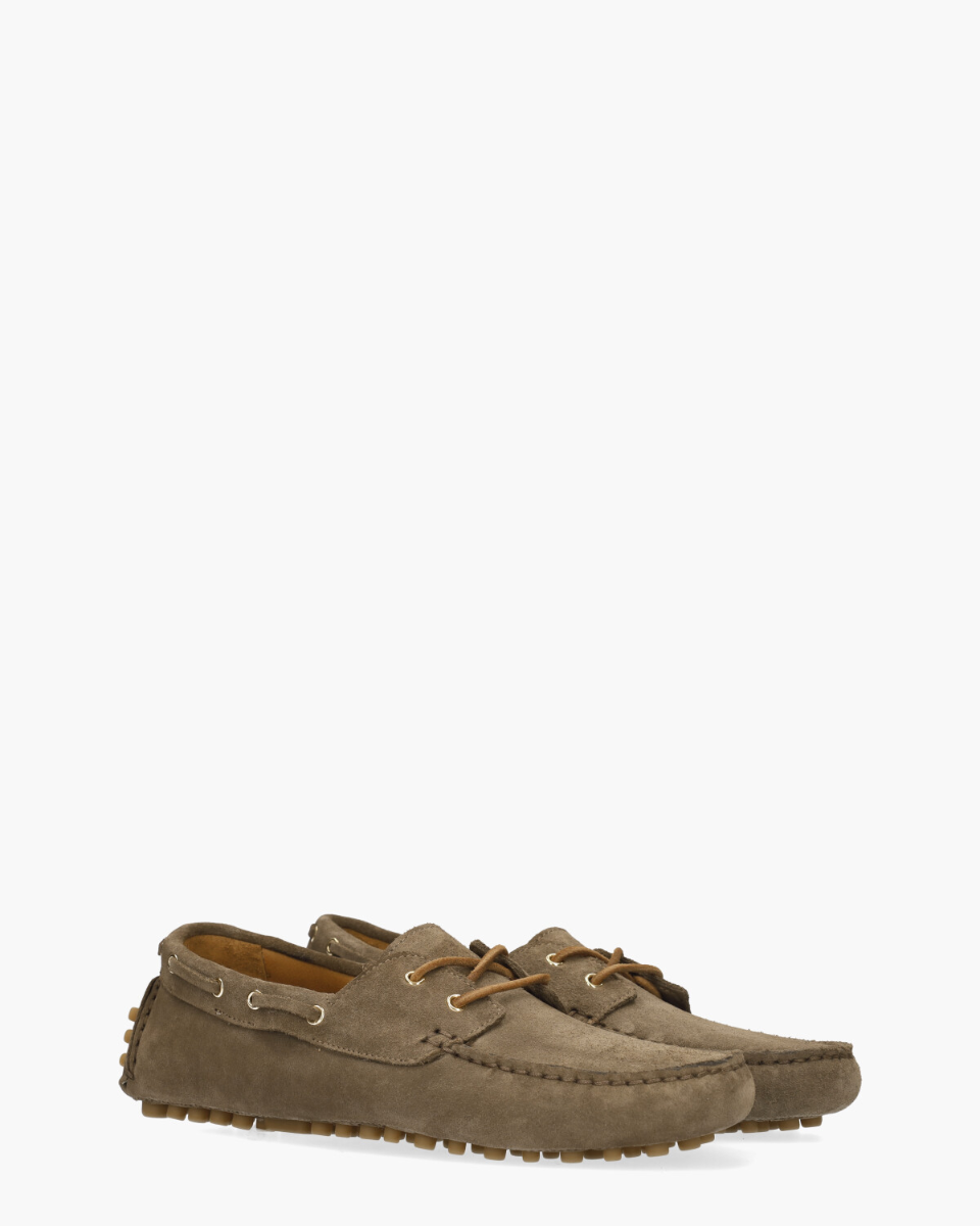 A8571 Taupe Dames Veterschoenen