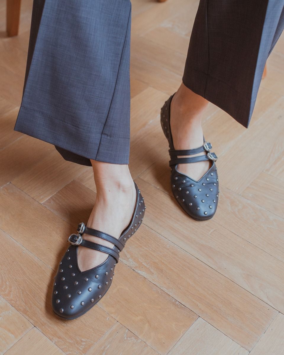 Gisele Grace Studs Zwart Damesballerina's