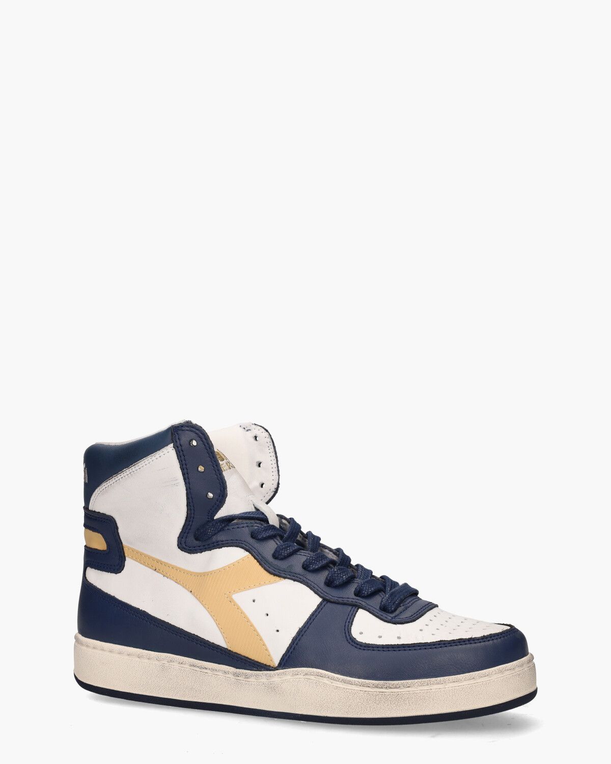 Mi Basket Used Wit/Blauw/Cognac Herensneakers