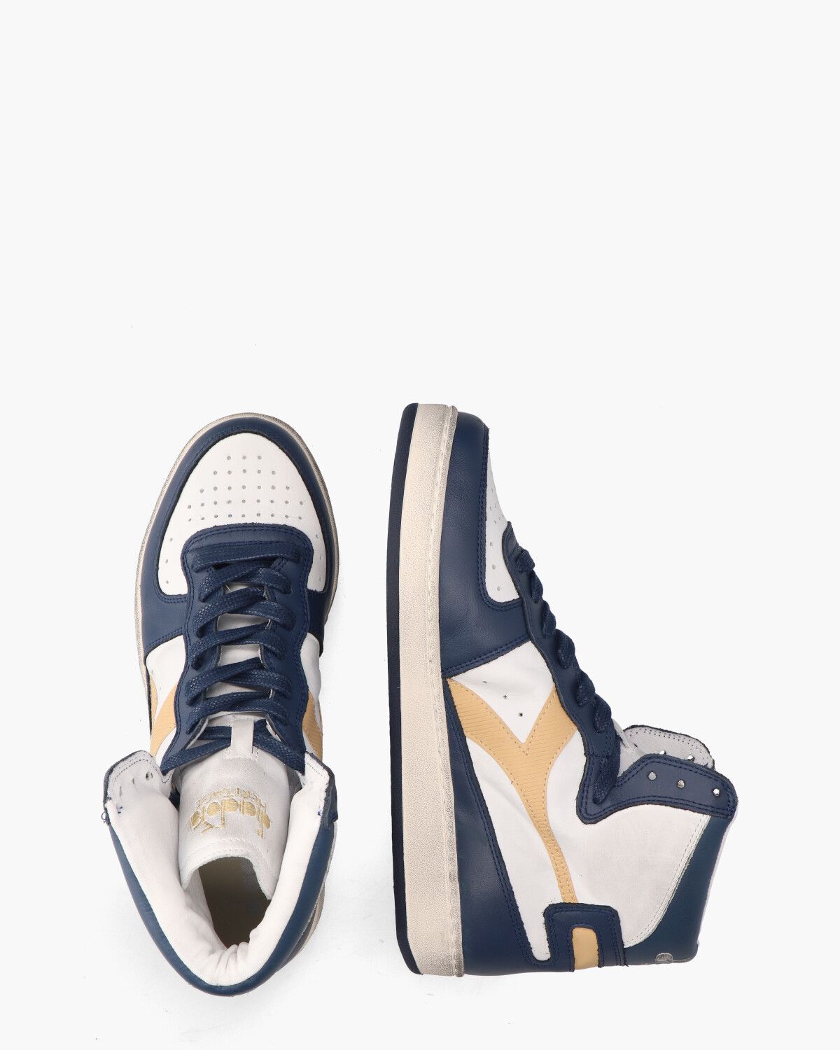 Mi Basket Used Wit/Blauw/Cognac Herensneakers