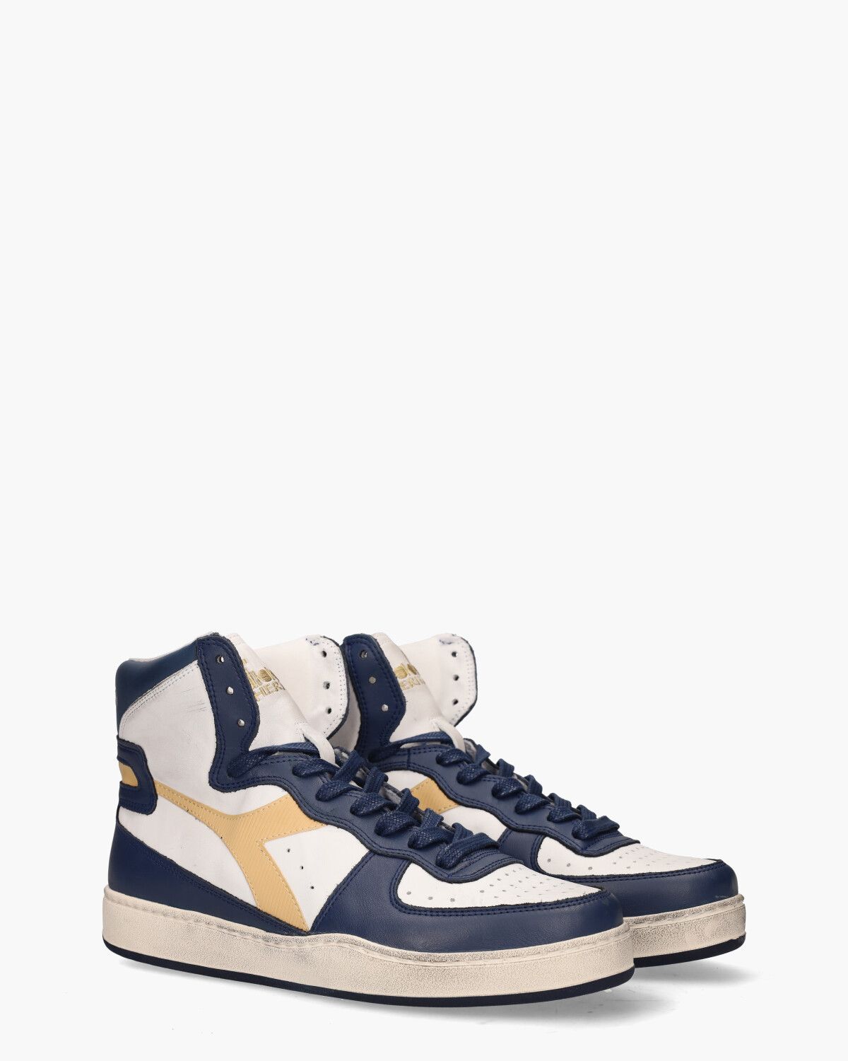 Mi Basket Used Wit/Blauw/Cognac Herensneakers