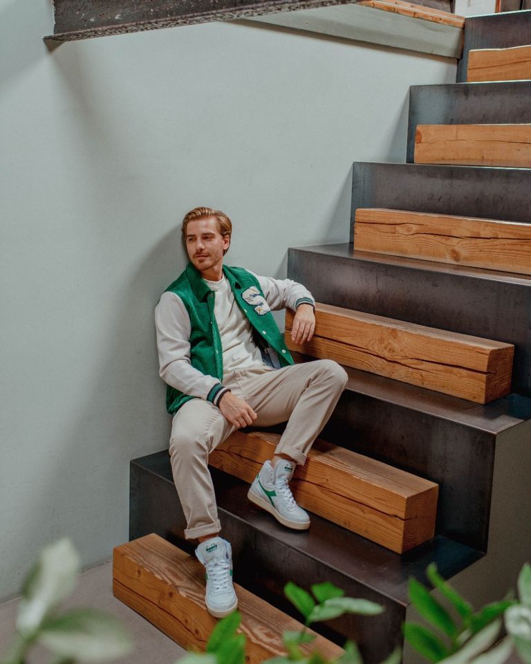 Mi Basket Used Wit/Groen Herensneakers