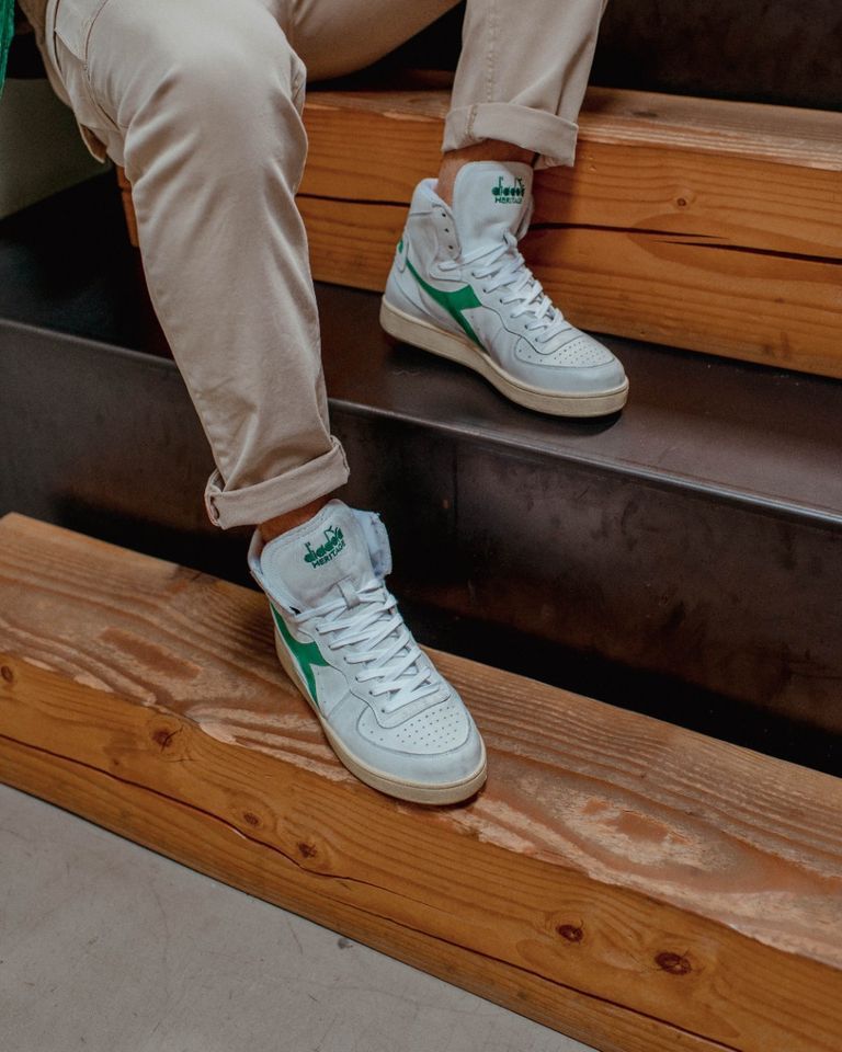 Mi Basket Used Wit/Groen Herensneakers