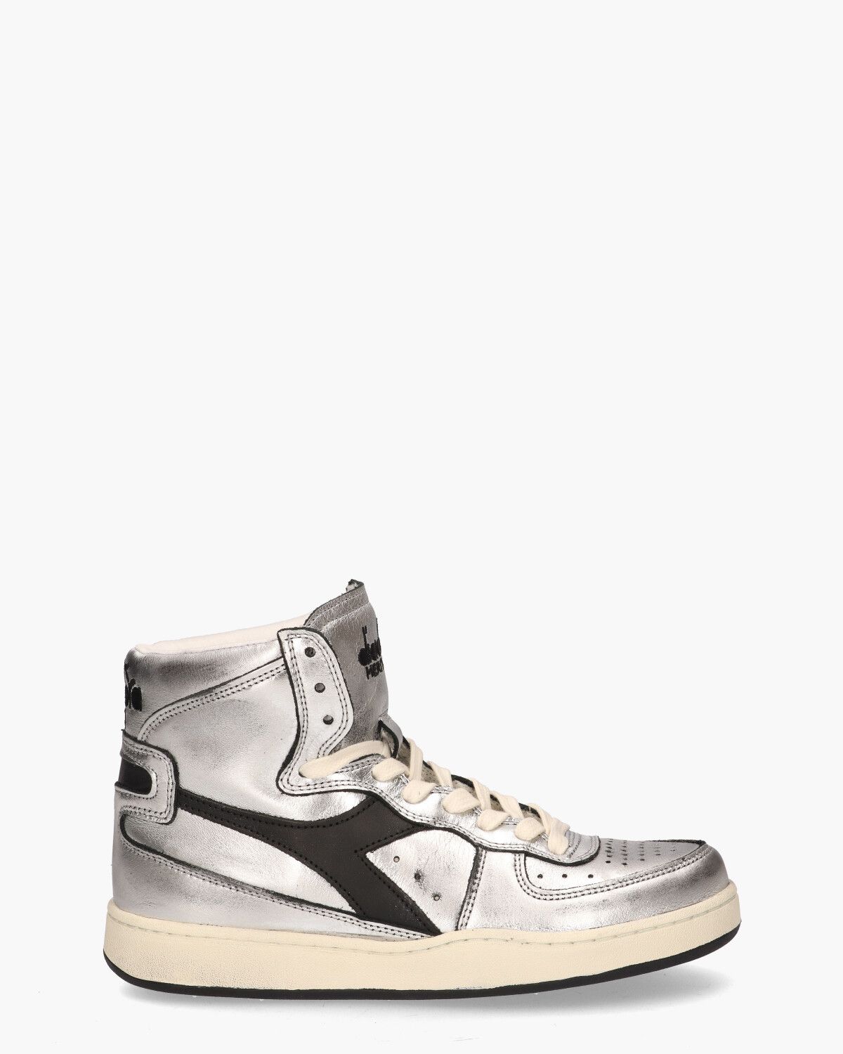 Mi Basket Metallic Used Zilver/Zwart Damessneakers