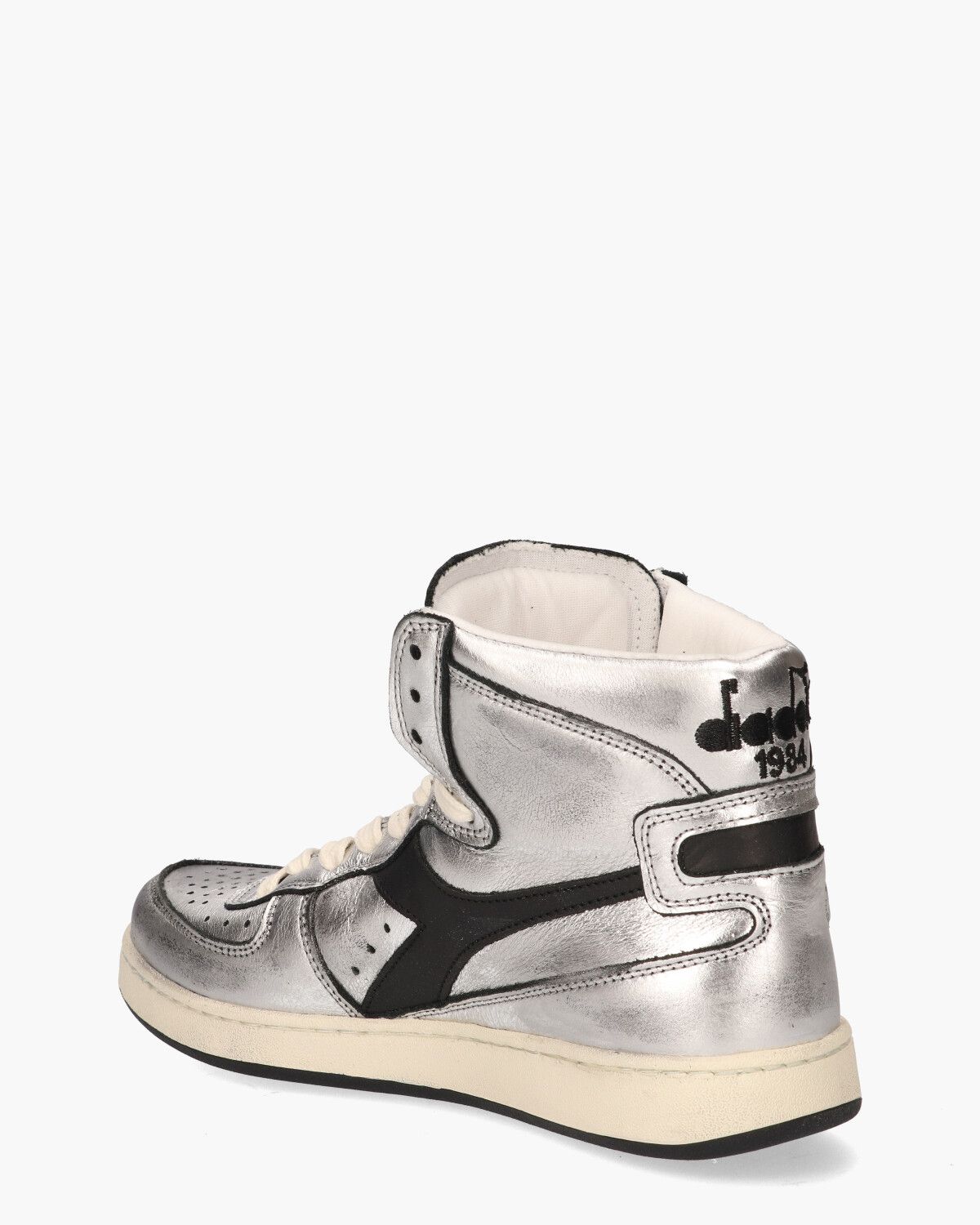 Mi Basket Metallic Used Zilver/Zwart Damessneakers