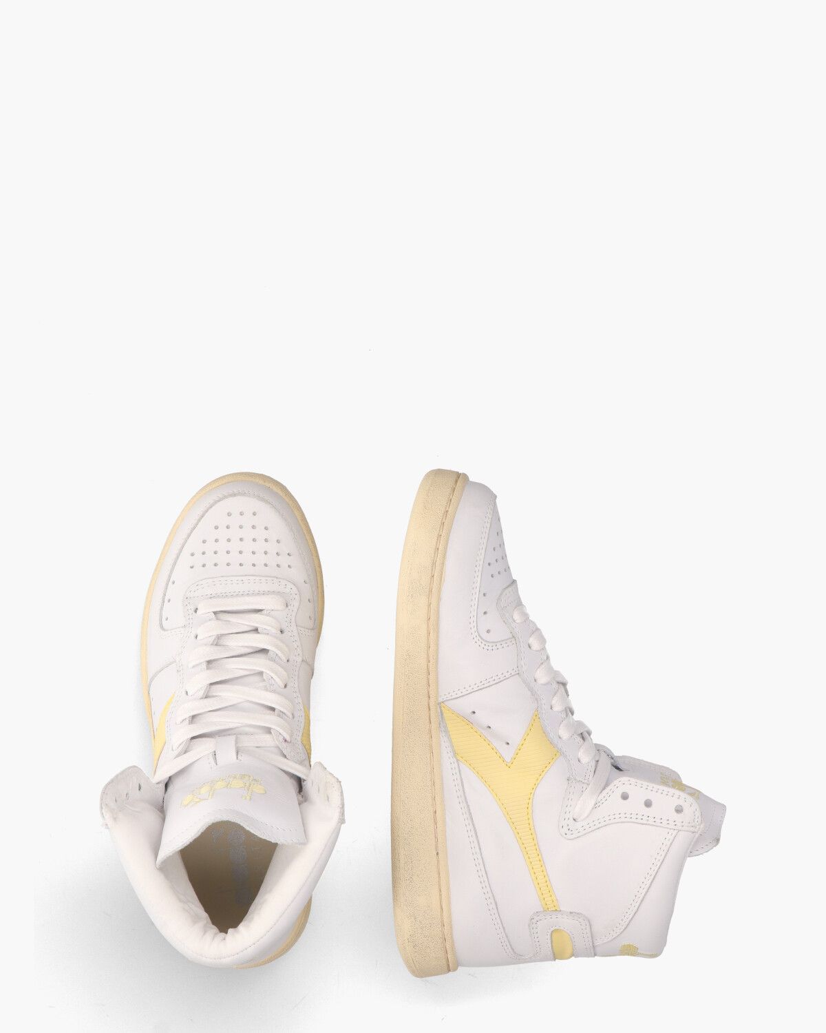 Mi Basket Used Wit/Lichtgeel Damessneakers