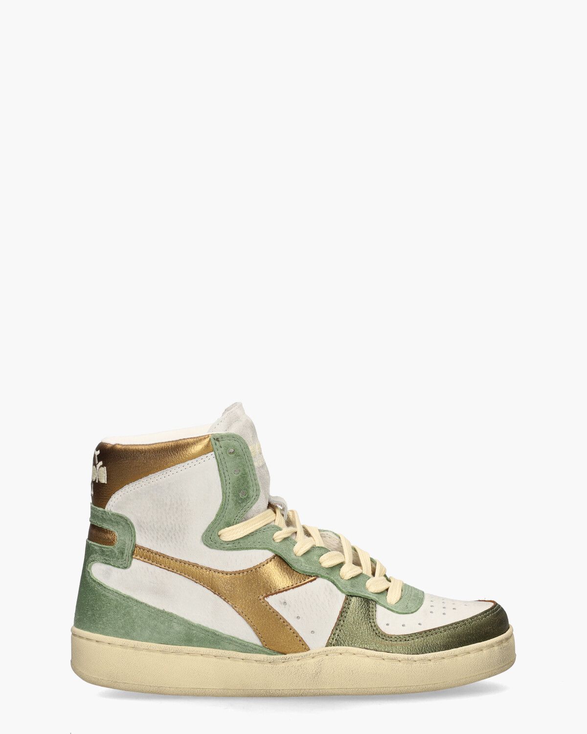 Mi Basket Metal Used Wit/Groen Damessneakers 