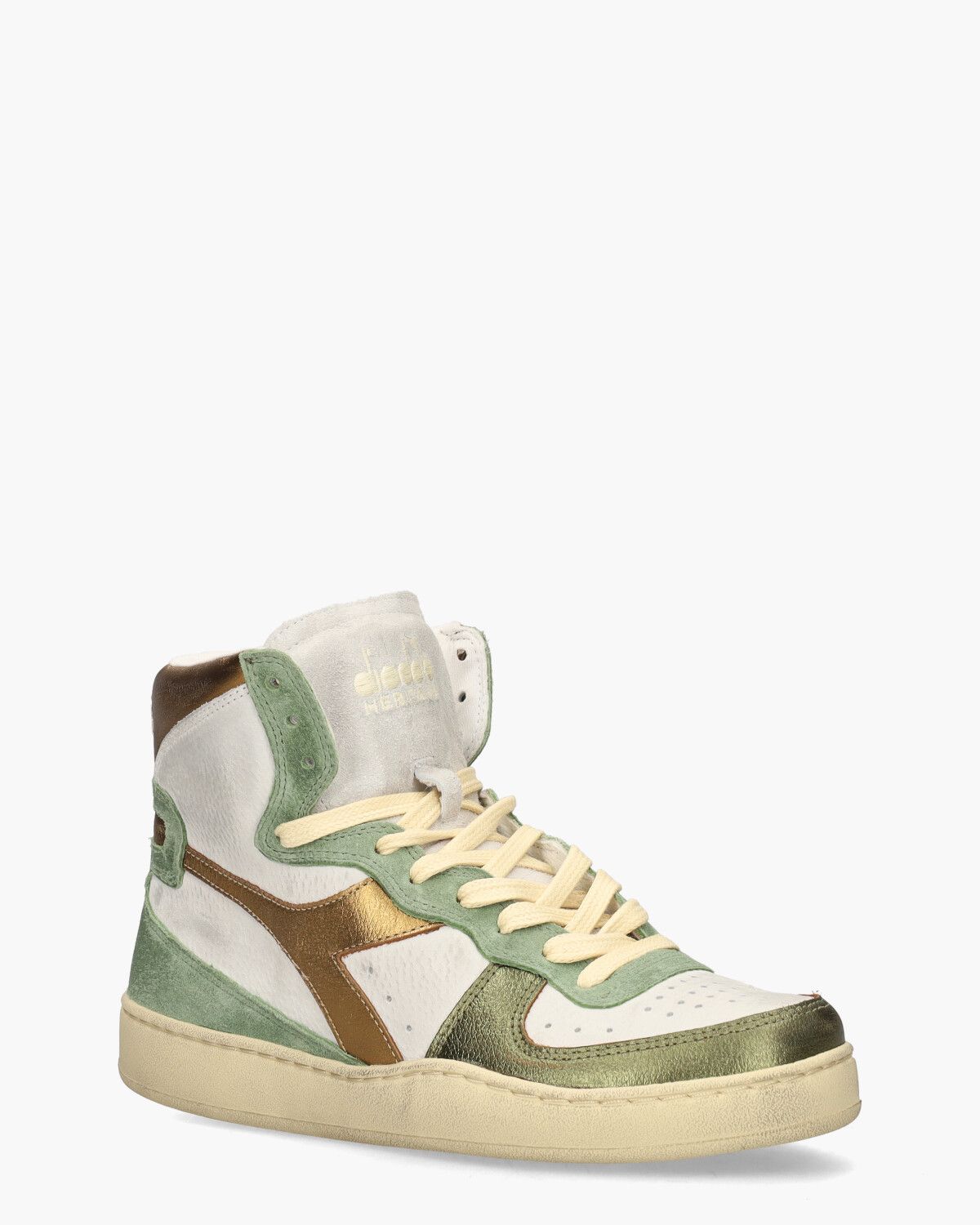 Mi Basket Metal Used Wit/Groen Damessneakers 